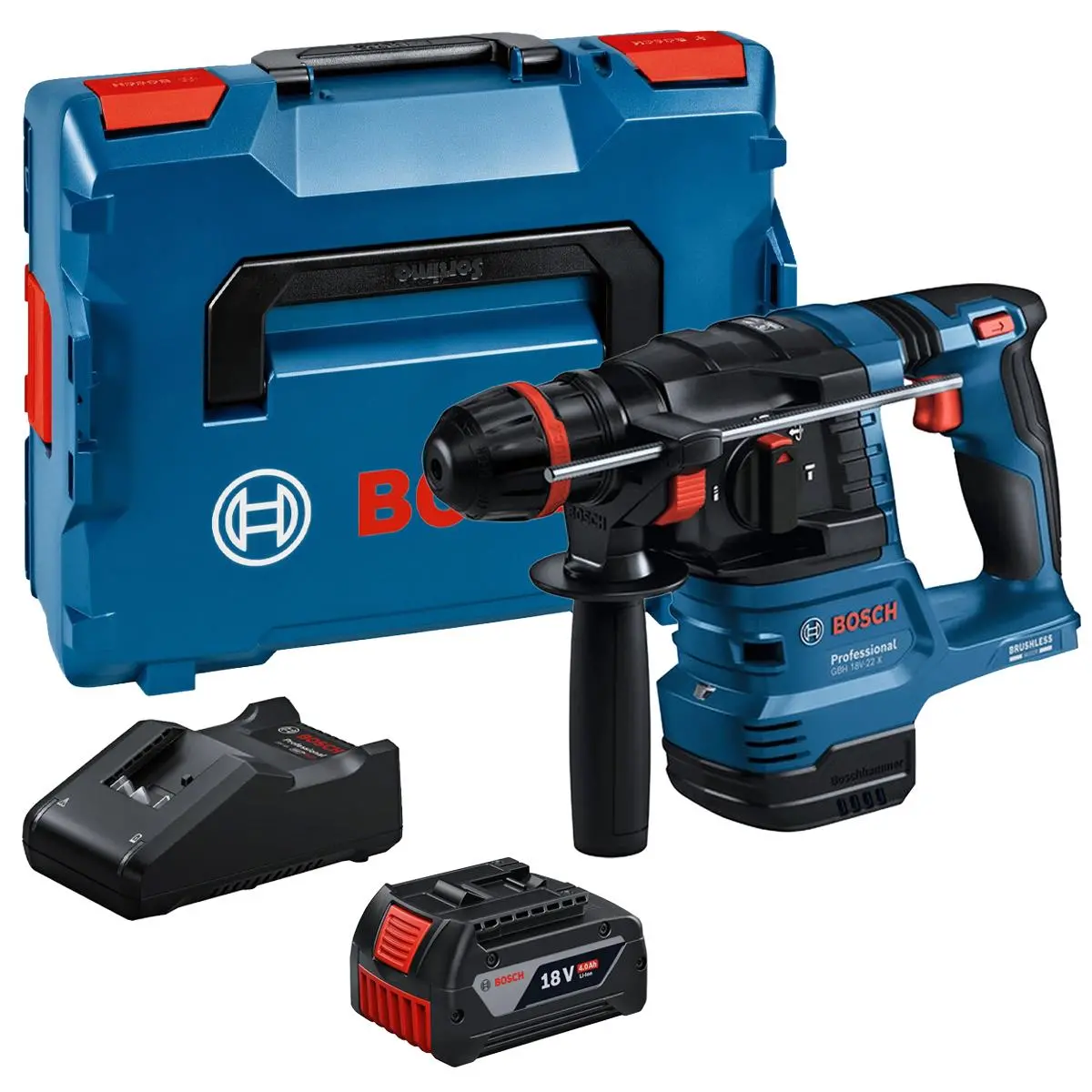 Bosch Gbh 18V-22 X 18V Brushless Sds+ Rotary Hammer With 1 X 4.0Ah Battery, Charger & Case 1