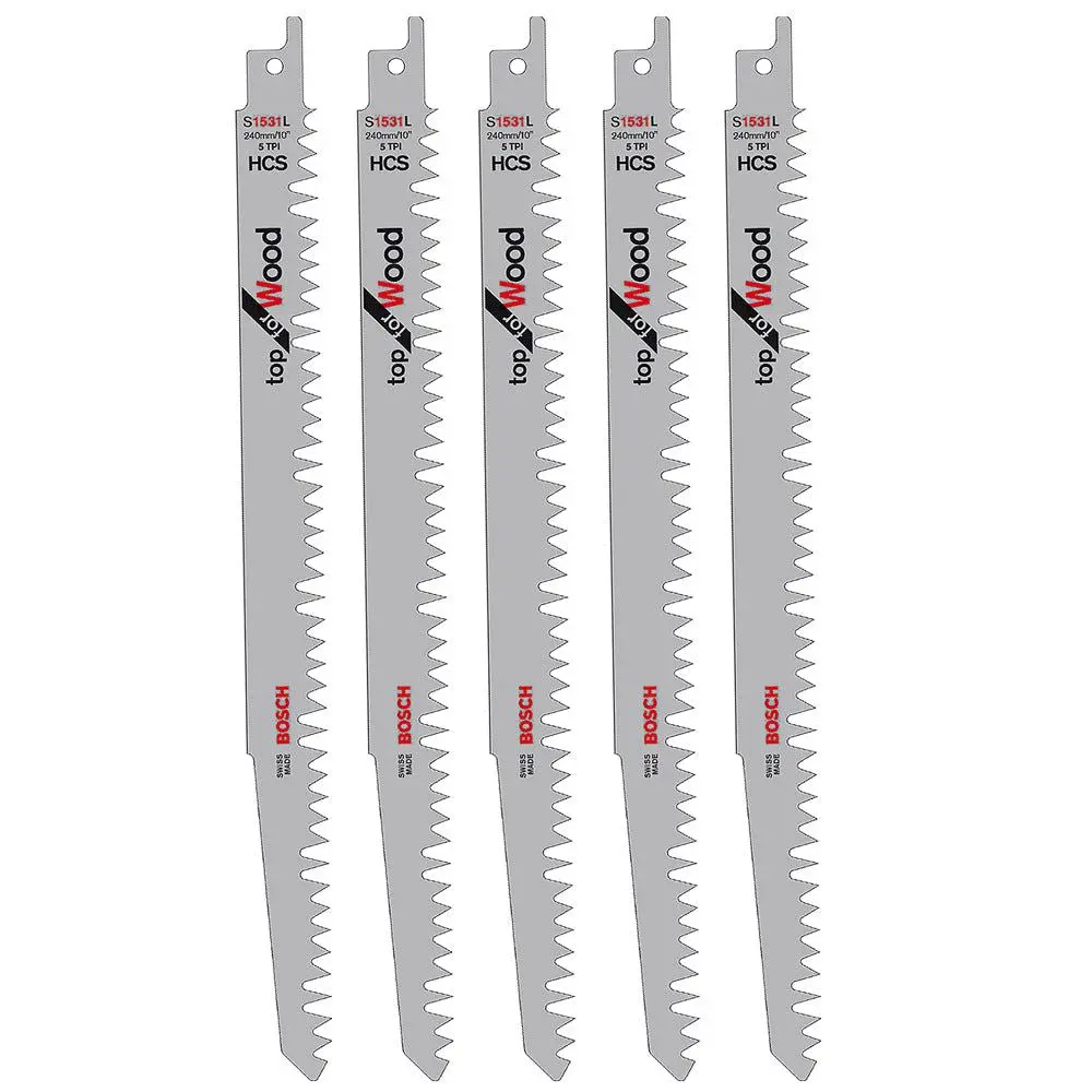 Bosch S1531l Reciprocating Saw Blades For Wood Sharp & Fast Cut Pack Of 5 - 2608650676 1