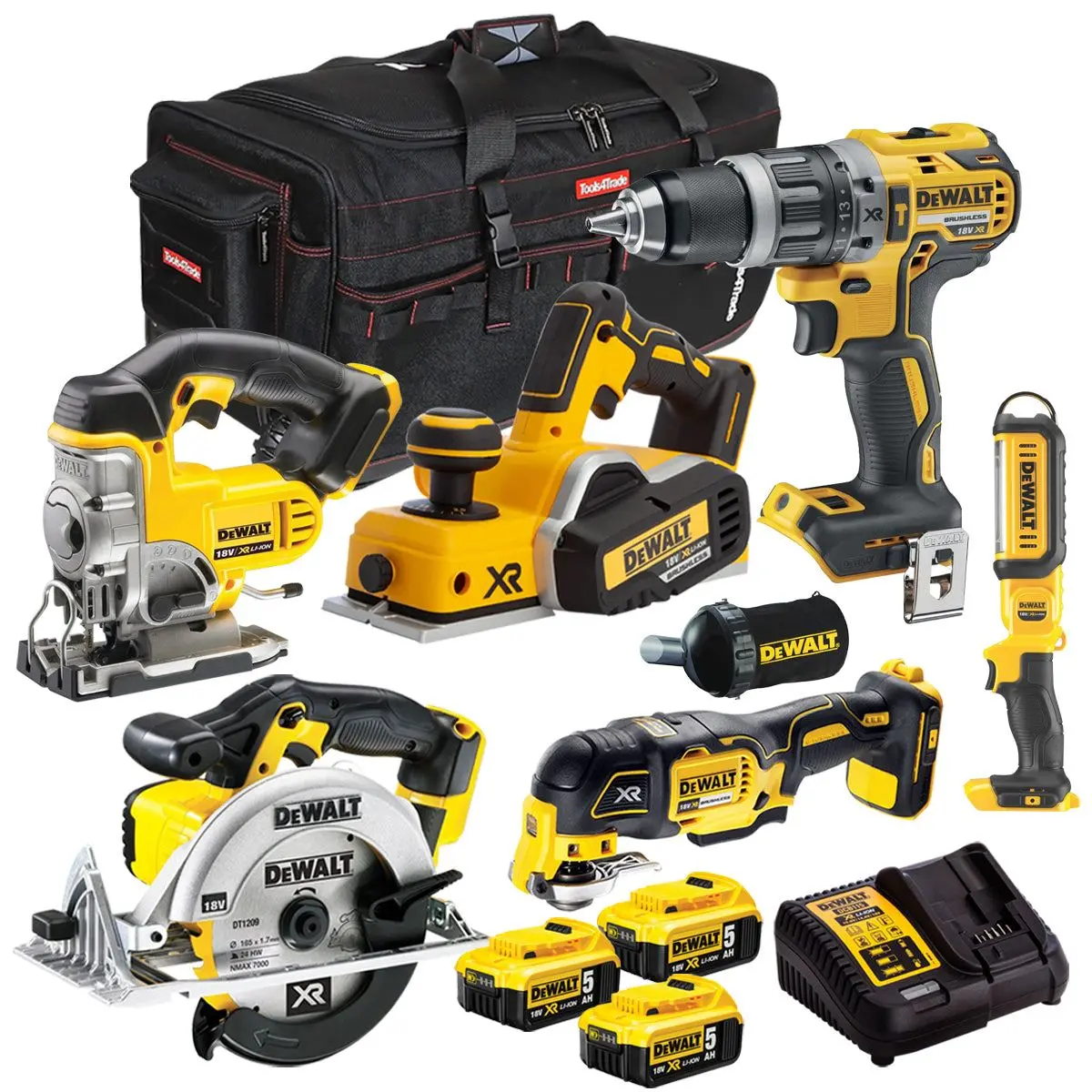 Dewalt Dck665p3tb 18V 6 Piece Combo Kit With 3 X 5.0Ah Batteries Charger & Bag 1