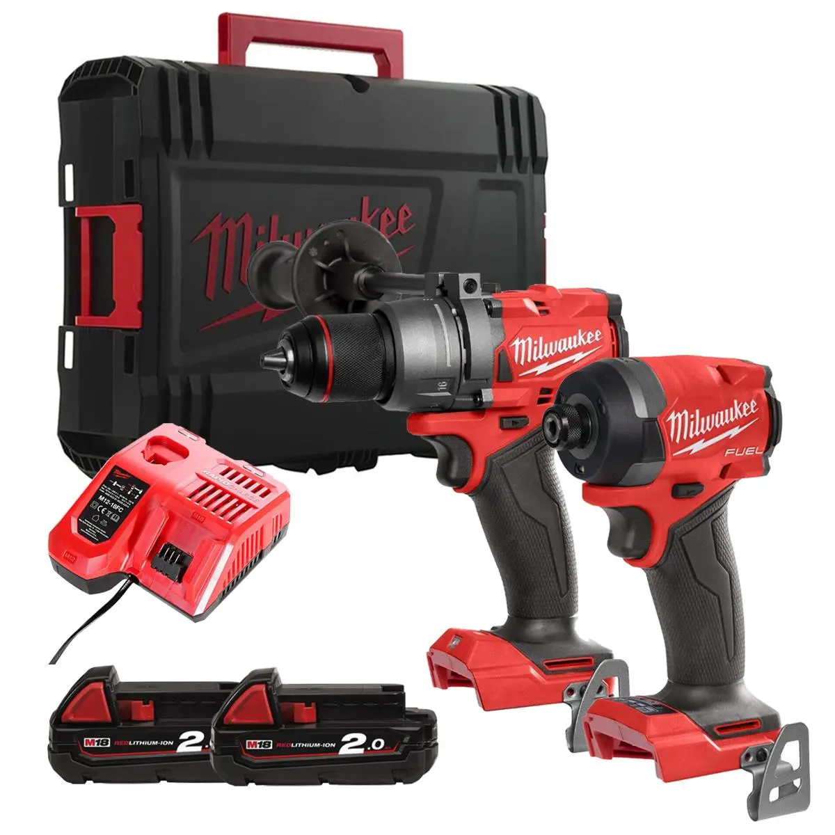 Milwaukee M18fpp2a6-502B M18 Fuel 18V Brushless Twin Kit With 2 X 2.0Ah Battery, Charger & Case 1