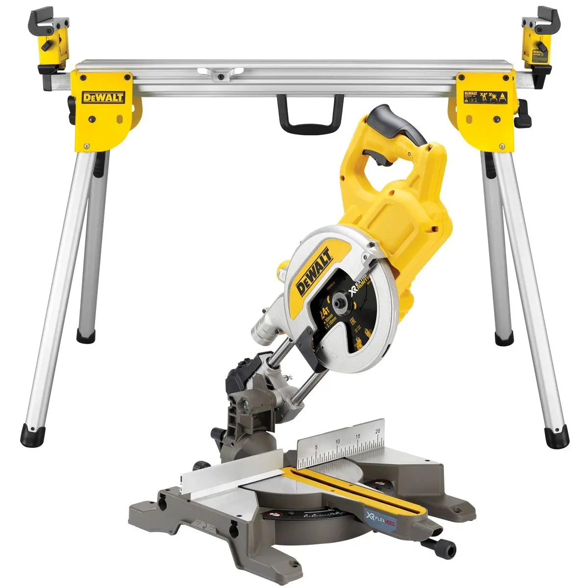 Dewalt Dws777-Gb 216Mm Xps Sliding Compound Mitre Saw 240V With Leg Stand 1