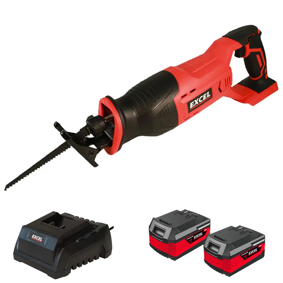 Excel 18V Cordless Reciprocating Saw With 2 X 4.0Ah Batteries & Charger Exl261 1