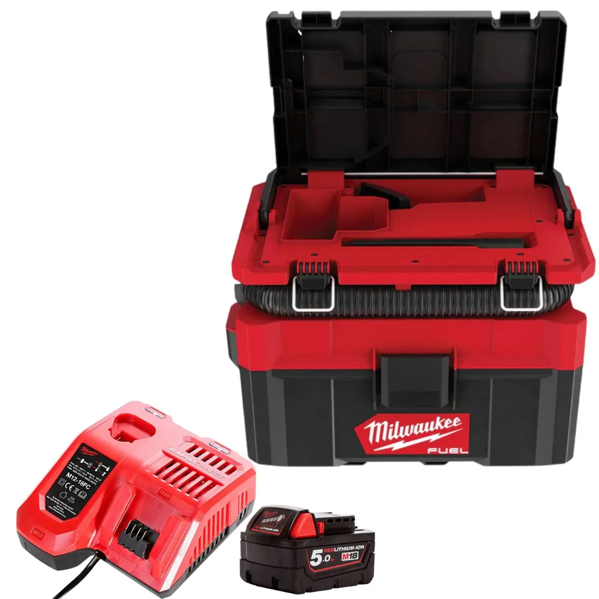 Milwaukee M18fpovcl-0 18V Fuel Brushless Packout L-Class Wet & Dry Vacuum With 1 X 5.0Ah Battery & Charger 1
