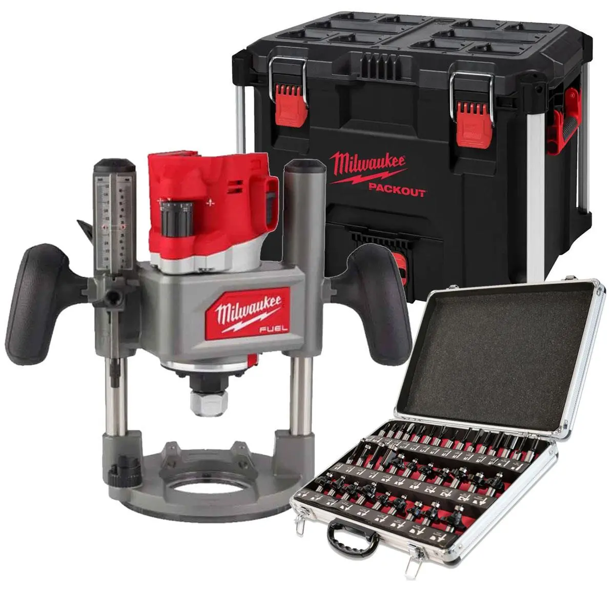 Milwaukee M18fr12kit 18V Fuel Brushless 1/2" Router Cutter With 35 Piece Cutter Set & Case 1