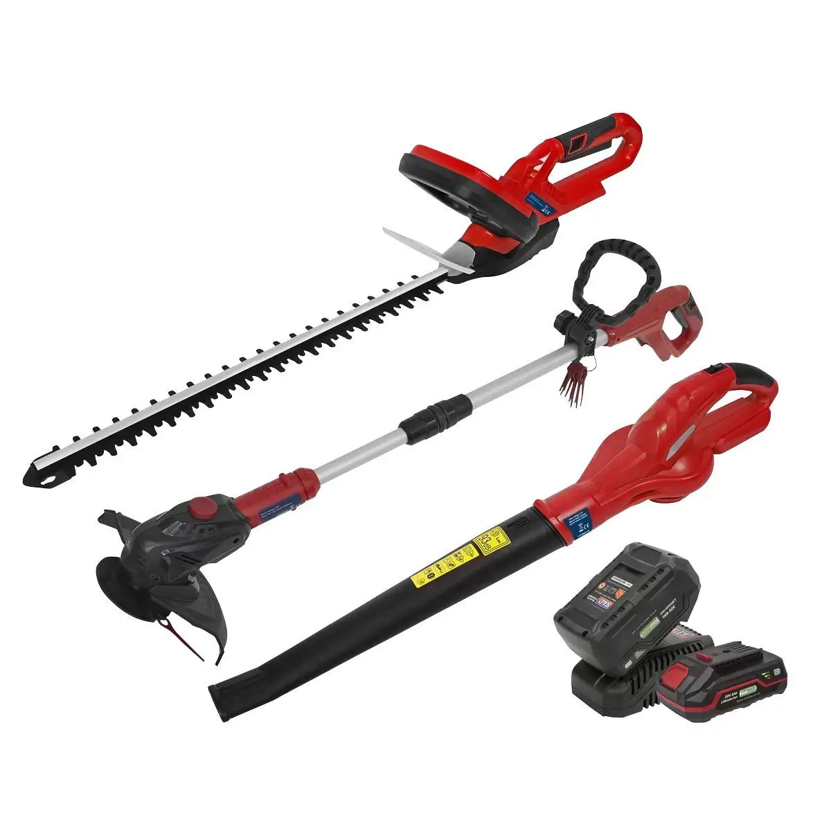 Sealey Cp20vcombo6 20V 3 X Garden Power Tool Kit With 2 Batteries & Charger 1