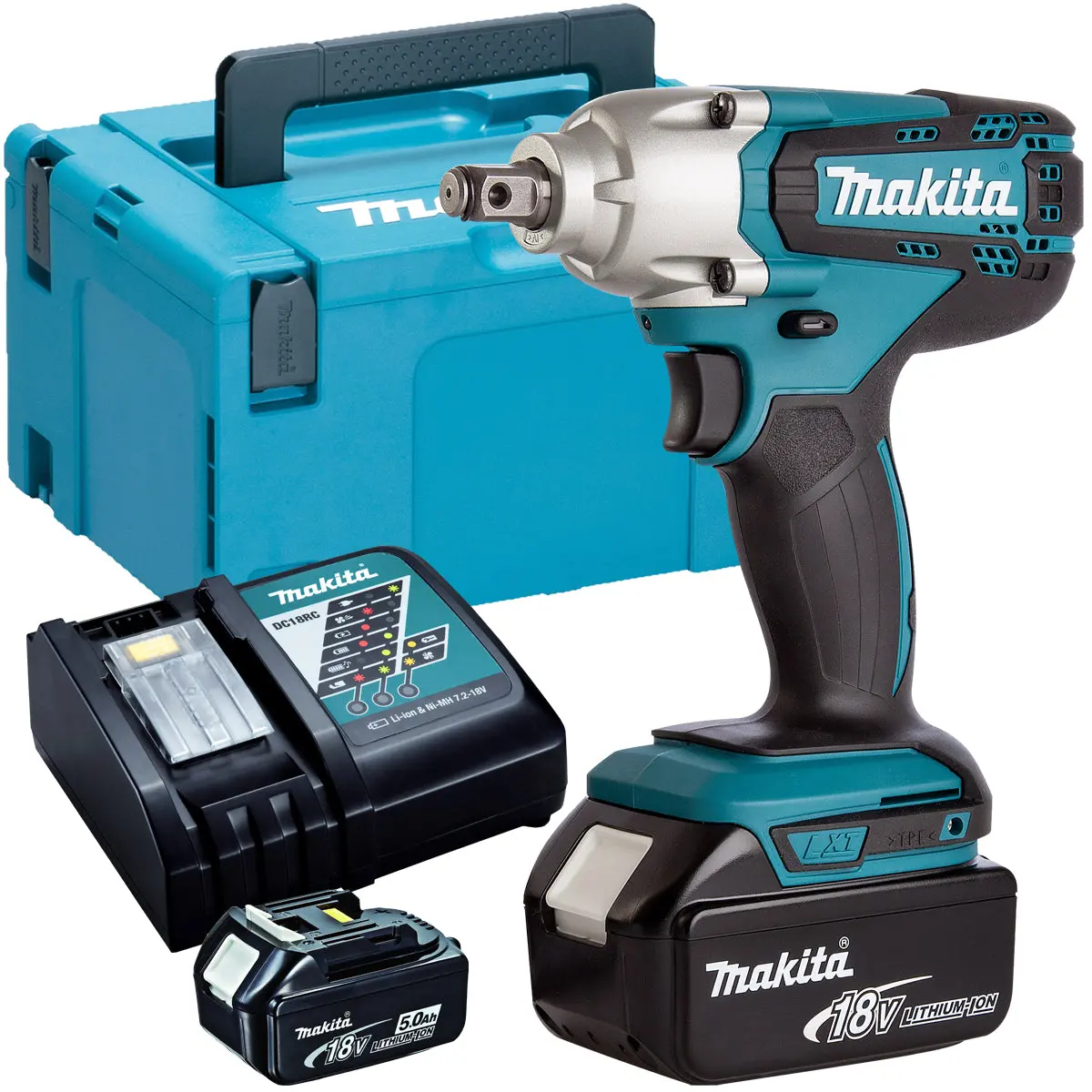 Makita Dtw190z 18V Impact Wrench With 2 X 5.0Ah Batteries & Charger In Case 1