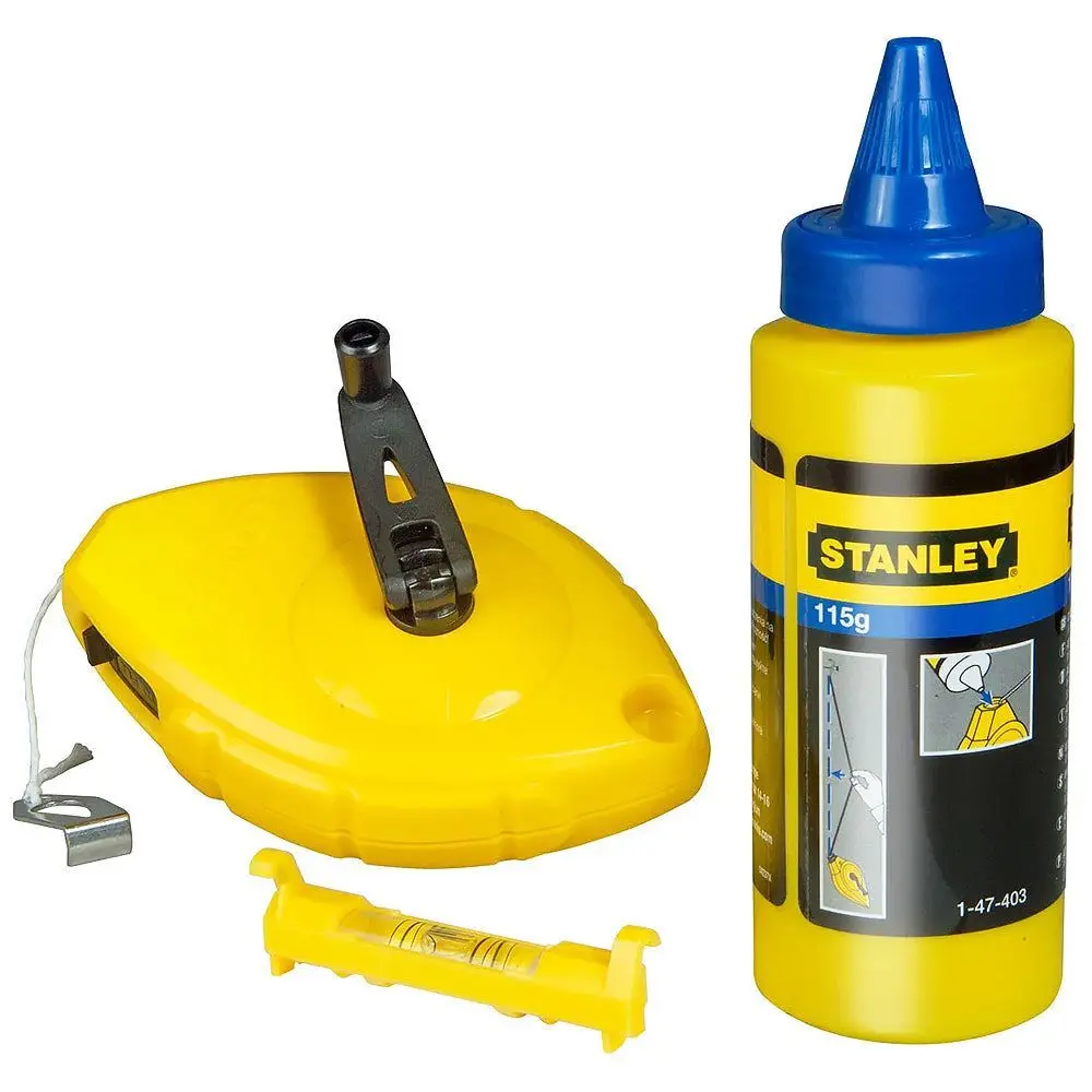 Stanley 0-47-443 Chalk Line 30M Blue Chalk & Level Sta047443 1
