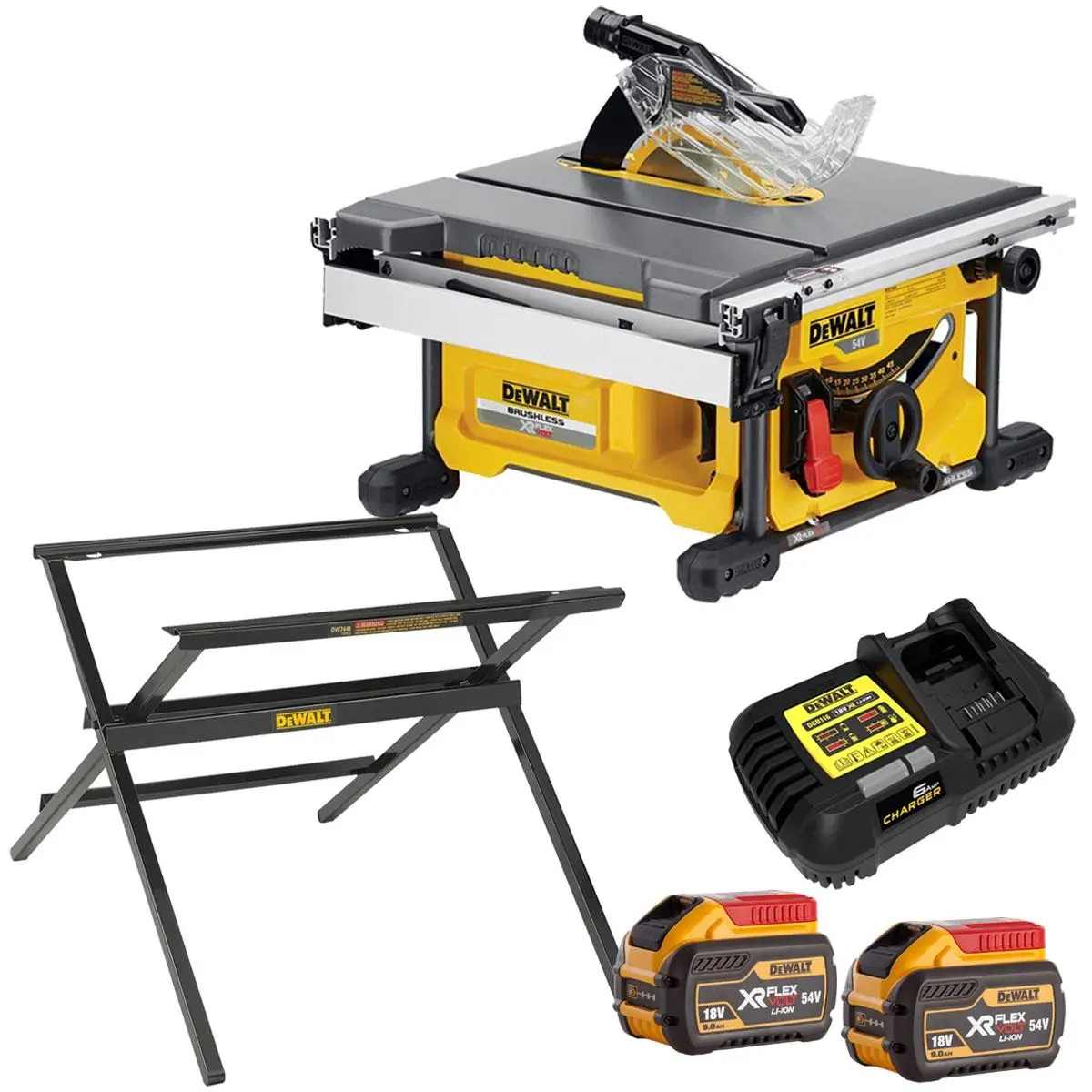 Dewalt Dcs7485n 54V Xr Flexvolt Brushless 210Mm Table Saw With 2 X 9.0 Battery Charger & Folding Leg Stand 1