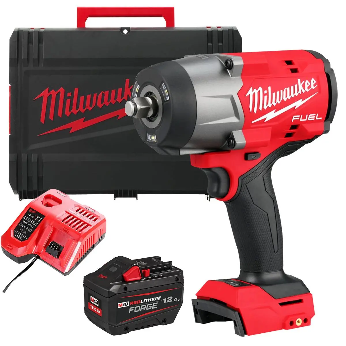 Milwaukee M18fhiw2f12-0X 18V Fuel Brushless 1/2" Impact Wrench With 1 X 12.0Ah Battery Charger & Case 1