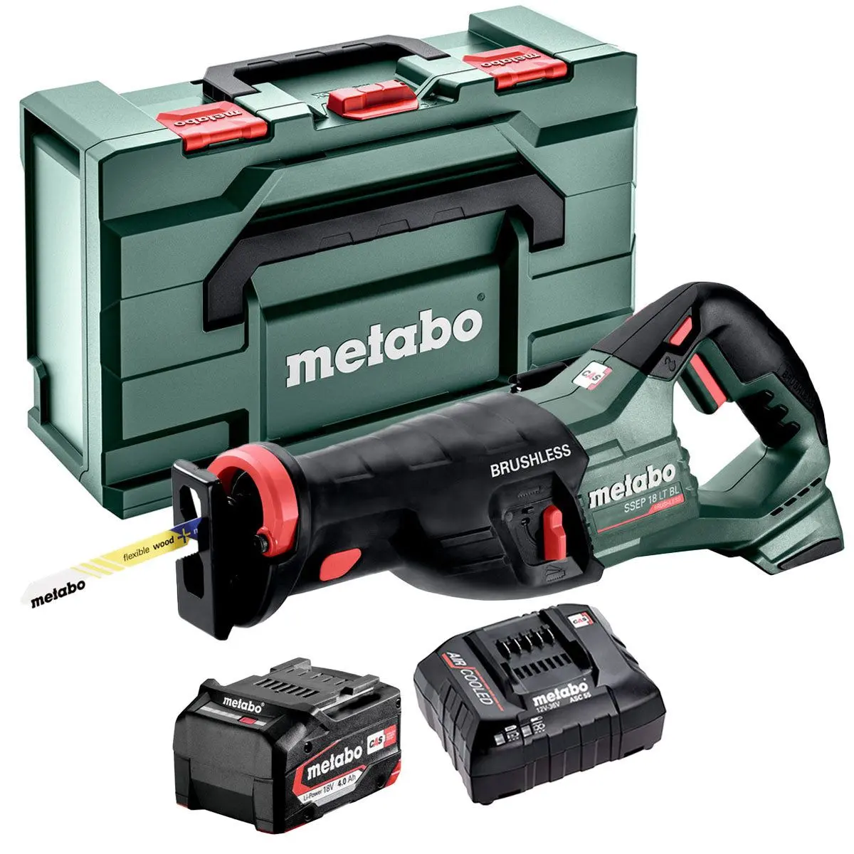 Metabo Ssep 18 Lt Bl 18V Brushless Sabre Saw With 1 X 4.0Ah Battery Charger & Metabox 1