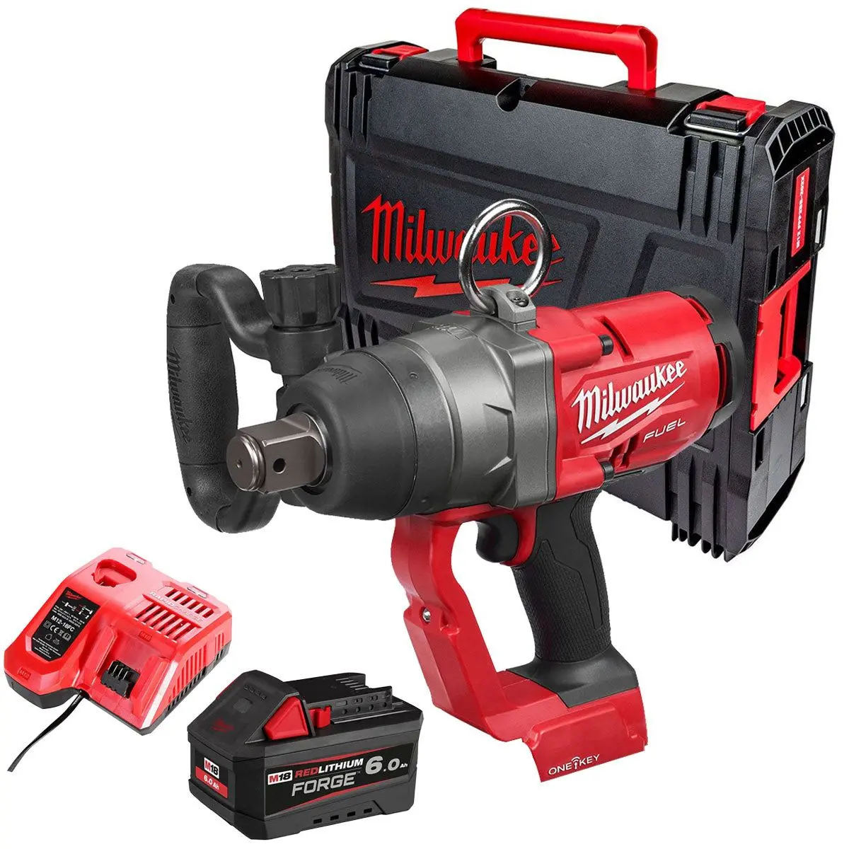 Milwaukee M18onefhiwf1-0X 18V Fuel One-Key 1" Impact Wrench With 1 X 6.0Ah Battery Charger & Case 1