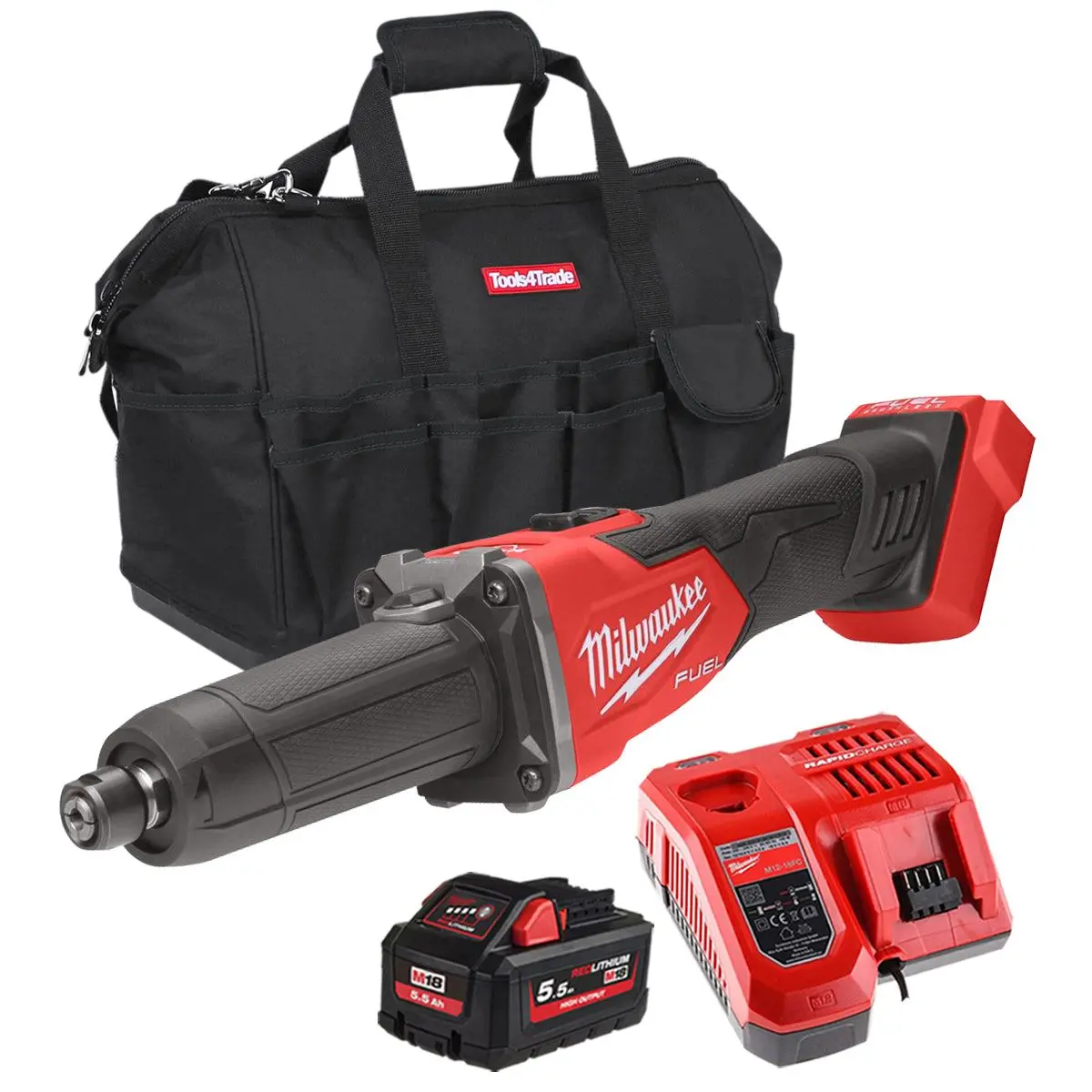 Milwaukee M18fdgrb-0 18V Brushless Braking Die Grinder With 1 X 5.5Ah Battery Charger & Bag 1