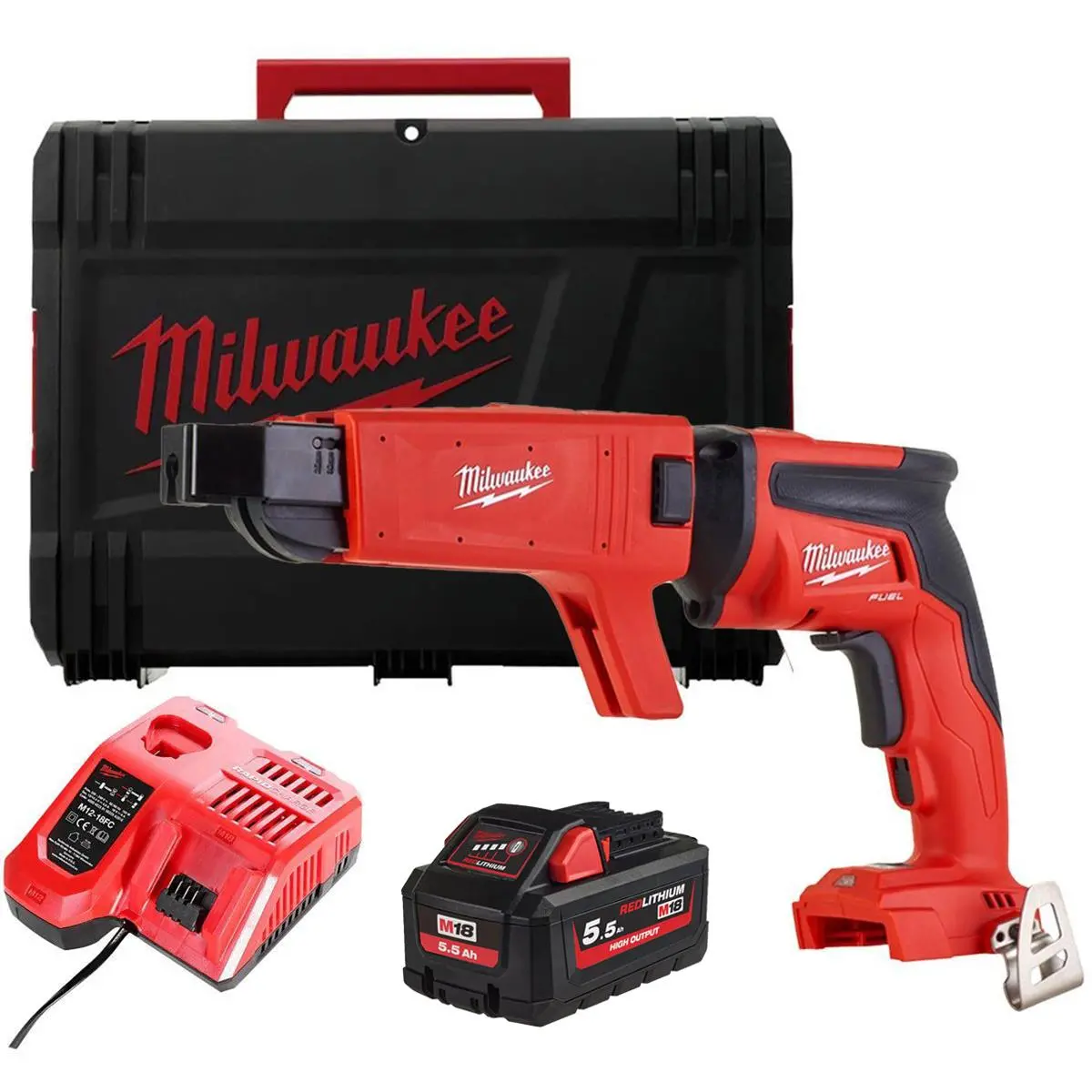 Milwaukee M18fsgc-0X 18V Fuel Brushless Screw Gun With 1 X 5.5Ah Battery Charger & Case 1