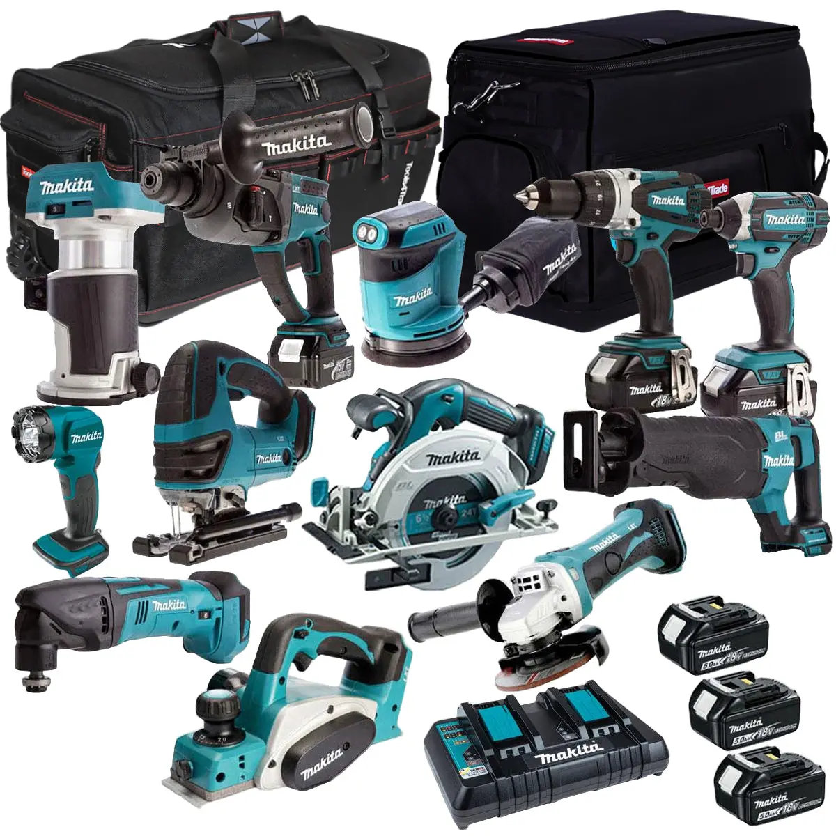 Makita 18V 12 Piece Power Tool Kit With 3 X 5.0Ah Battery & Charger T4tkit-1293 1