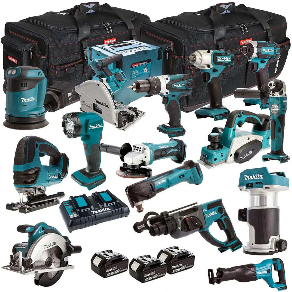 Makita 18V 15 Piece Power Tool Kit With 3 X 5.0Ah Battery & Charger T4tkit-1600 1