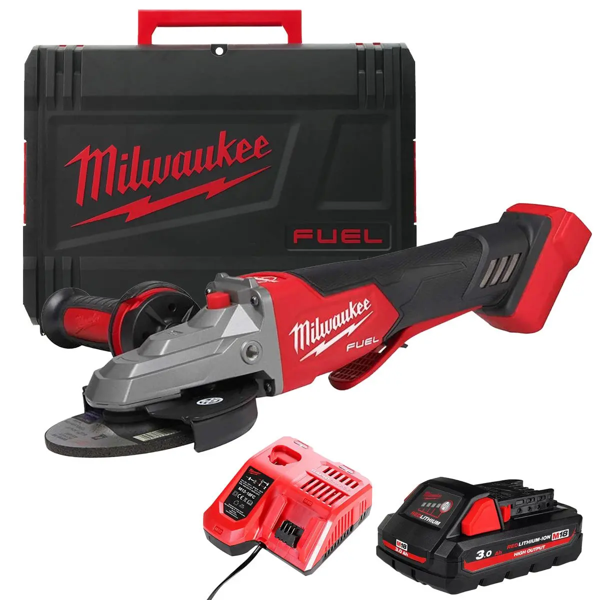 Milwaukee M18fsagf125xpdb-0X 18V Brushless 125Mm Angle Grinder With 1 X 3.0Ah Battery Charger & Case 1