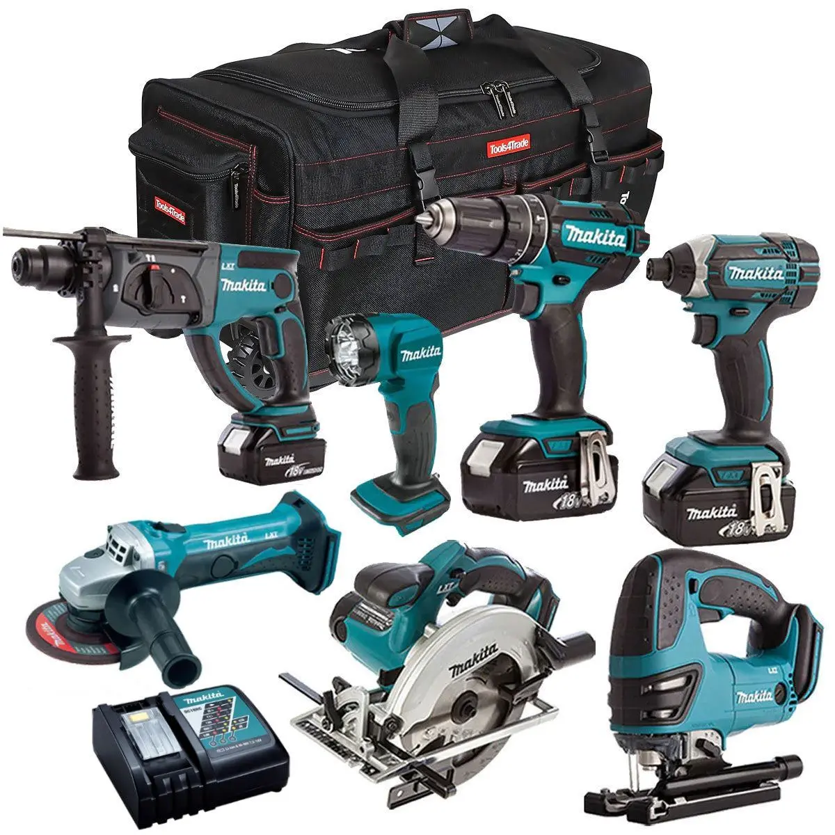 Makita 18V 7 Piece Cordless Kit With 3 X 5.0Ah Batteries T4tkit-44 1