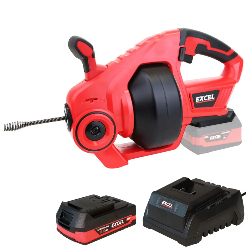 Excel 18V Cordless Drain Cleaner With 1 X 2.0Ah Battery & Charger 1