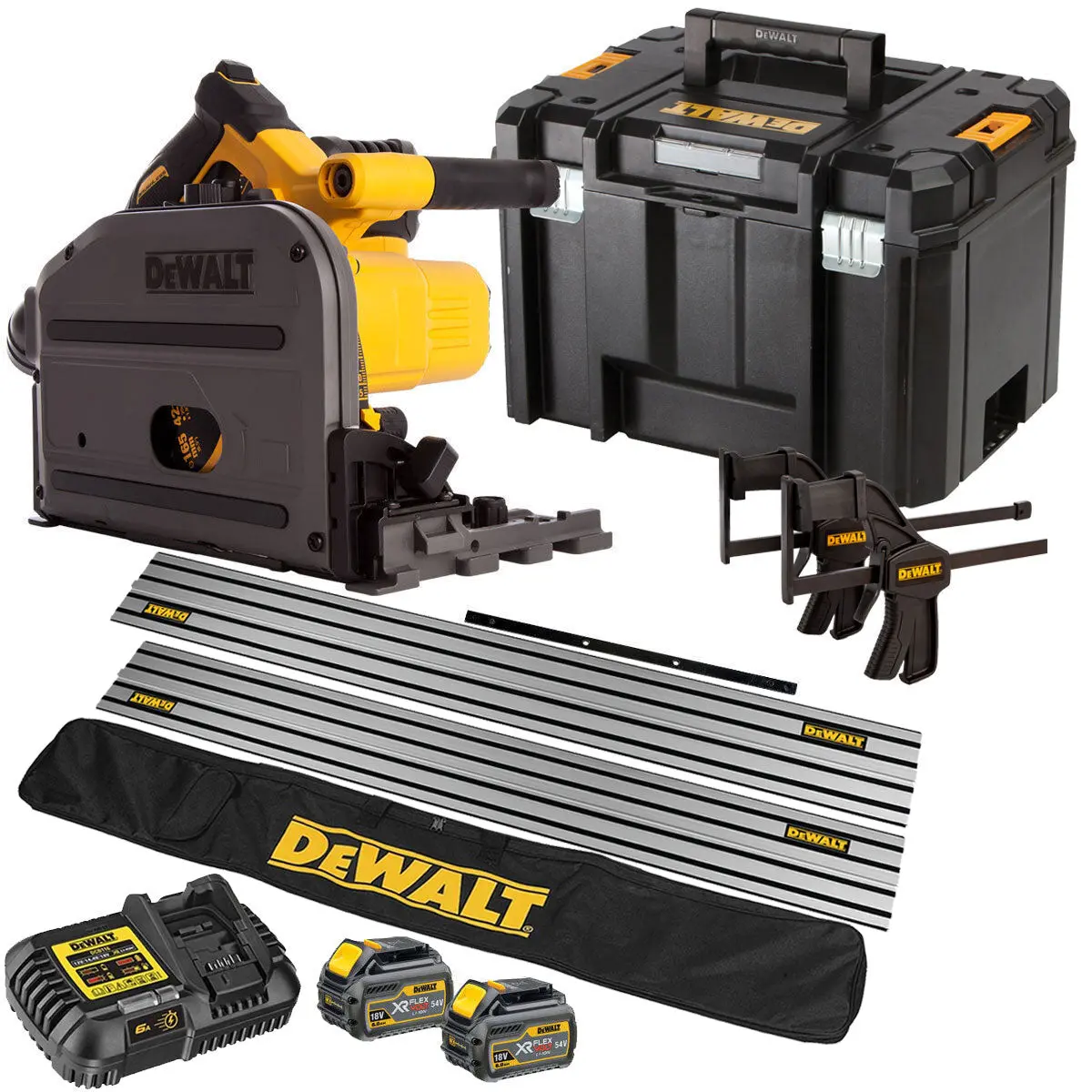 Dewalt Dcs520t2 54V Flexvolt Brushless 165Mm Plunge Saw 2 X 6.0Ah Battery Charger Case With Accessories 1