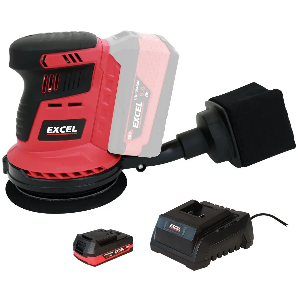Excel 18V 125Mm Rotary Sander With 1 X 2.0Ah Battery & Charger 1