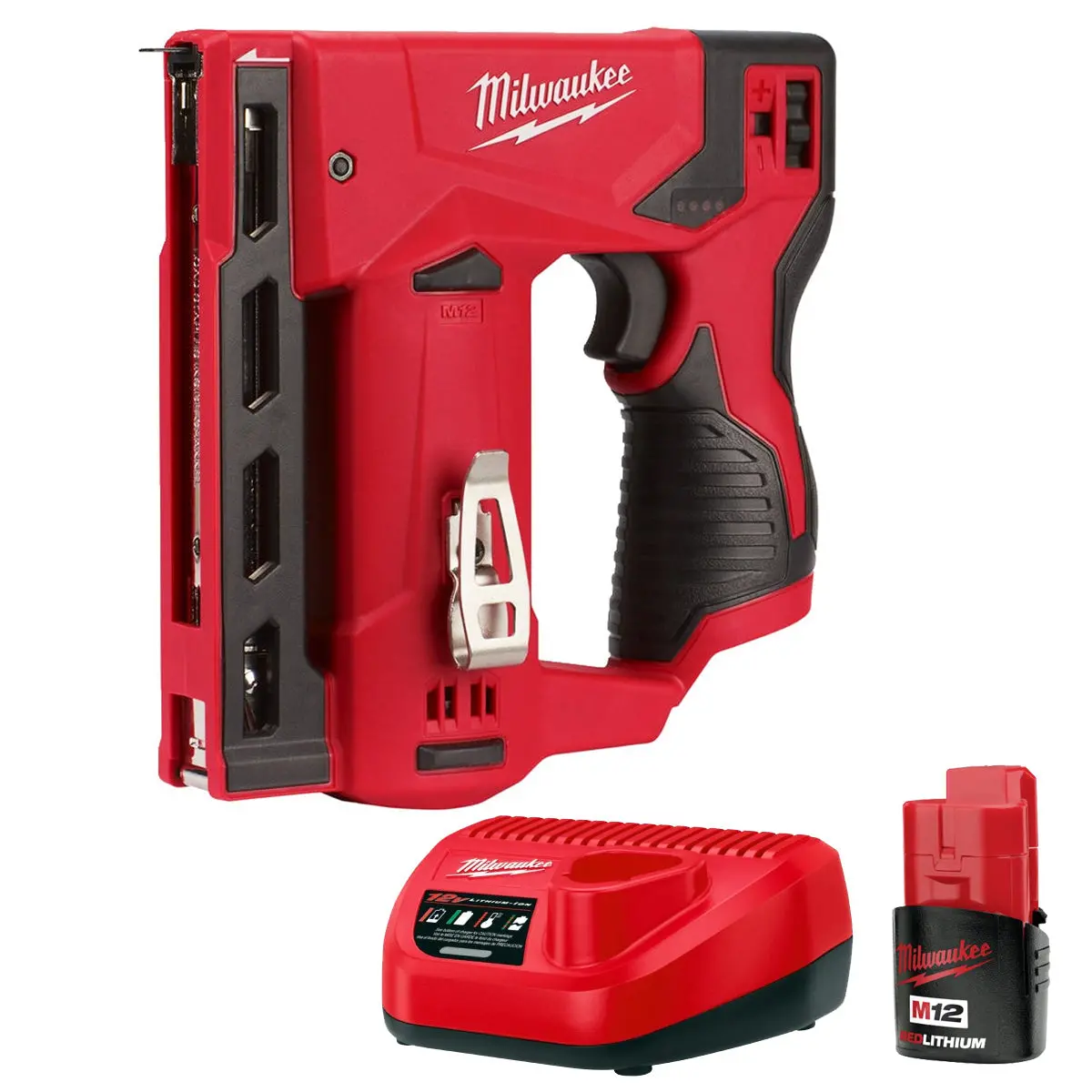 Milwaukee M12 Bst-0 12V Sub Compact Second Fix Stapler With 1 X 2.0Ah Battery & Charger 1