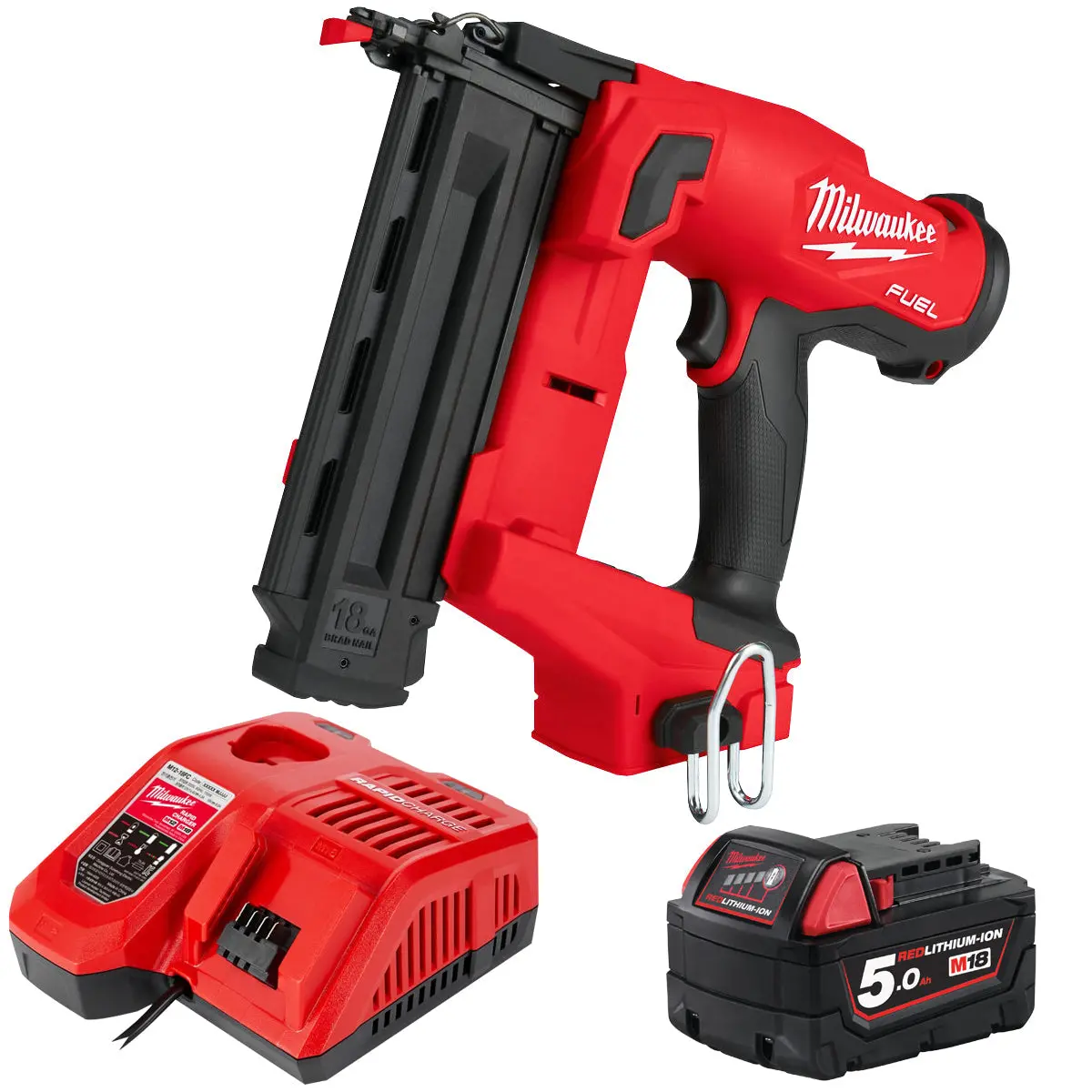 Milwaukee M18fn18gs 18V Fuel Brushless Second Fix Finish Nailer With 1 X 5.0Ah Battery & Charger 1