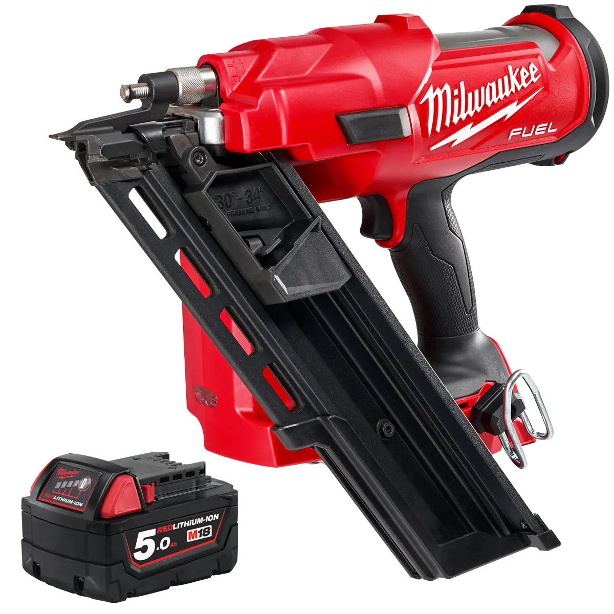 Milwaukee M18ffn 18V Fuel Brushless First Fix Framing Nailer With 1 X 5.0Ah Battery 1