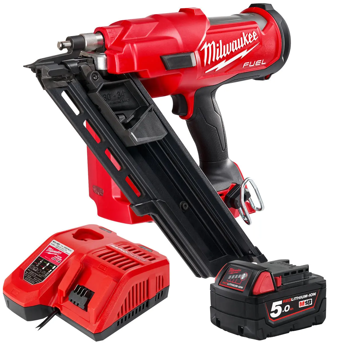 Milwaukee M18ffn 18V Fuel Brushless First Fix Framing Nailer With 1 X 5.0Ah Battery & Charger 1