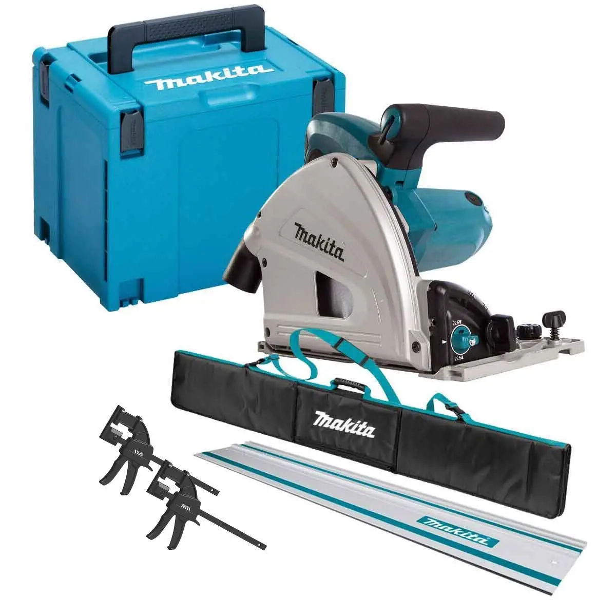 Makita Sp6000j2 240V 165Mm Plunge Saw With 1 X Rails, Clamp & Bag 1
