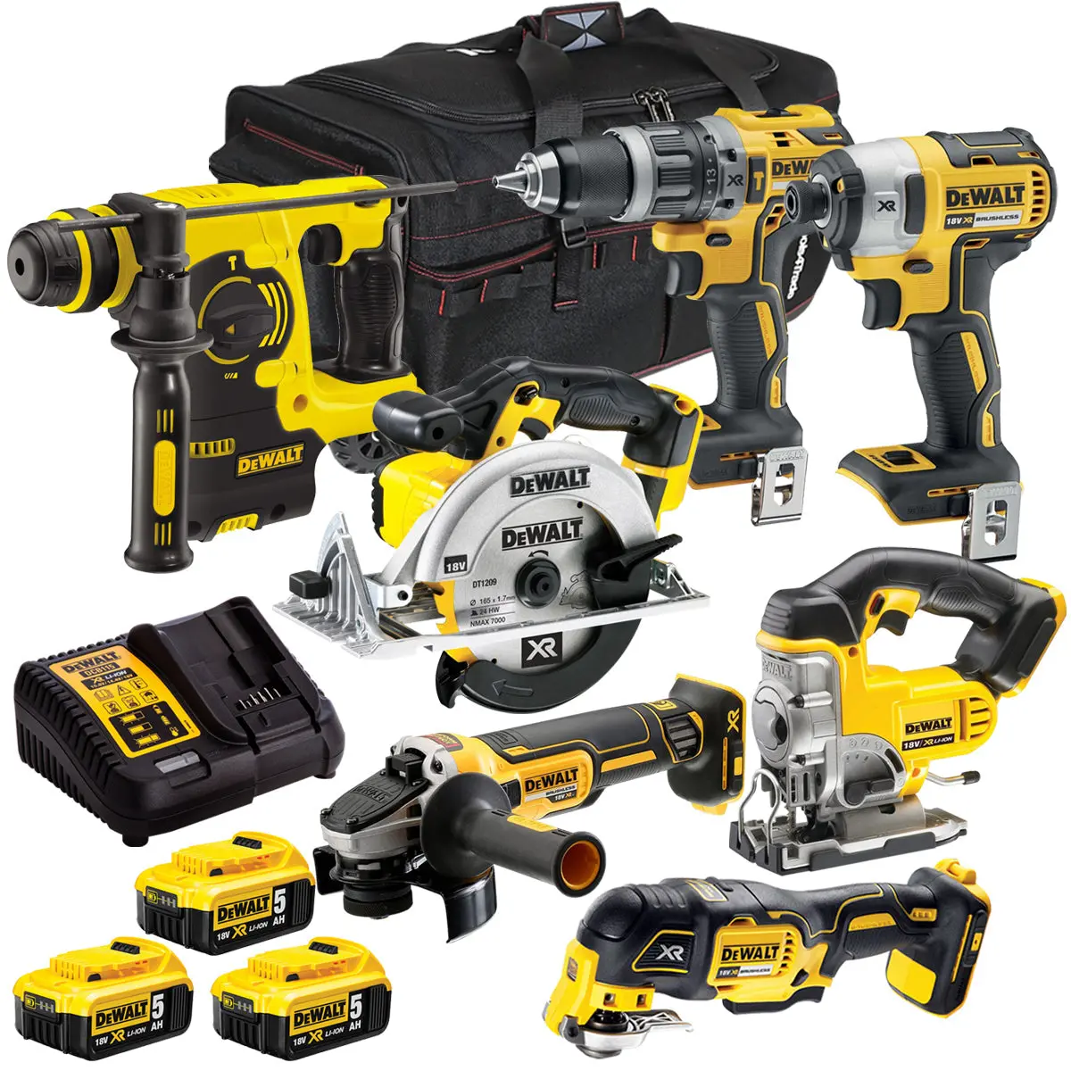 Dewalt Dck755ptxa 18V 7 Piece Power Tool Kit With 3 X 5.0Ah Battery & Charger 1