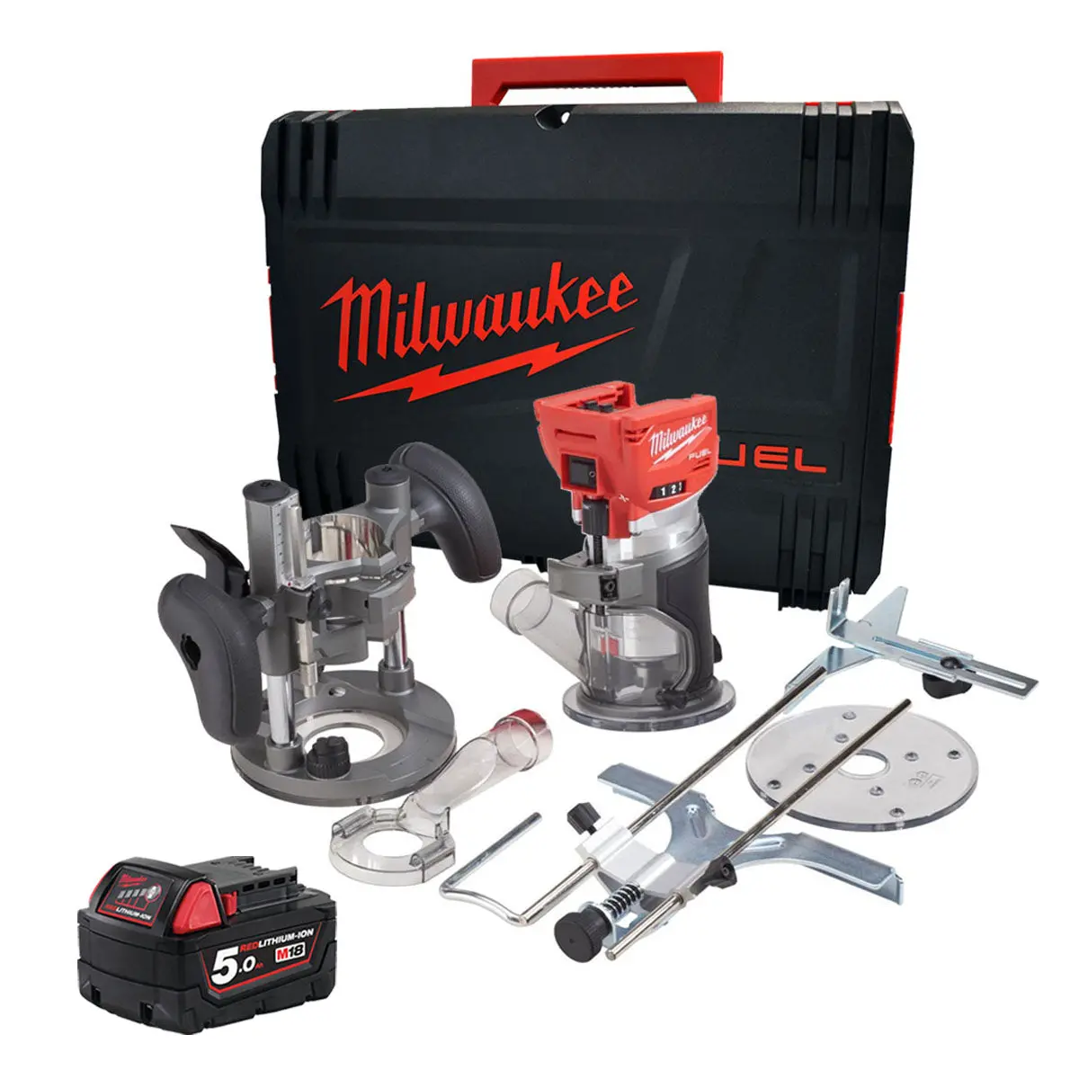 Milwaukee M18ftr-0 18V Brushless Trim Router With 1 X 5.0Ah Battery In Case 1