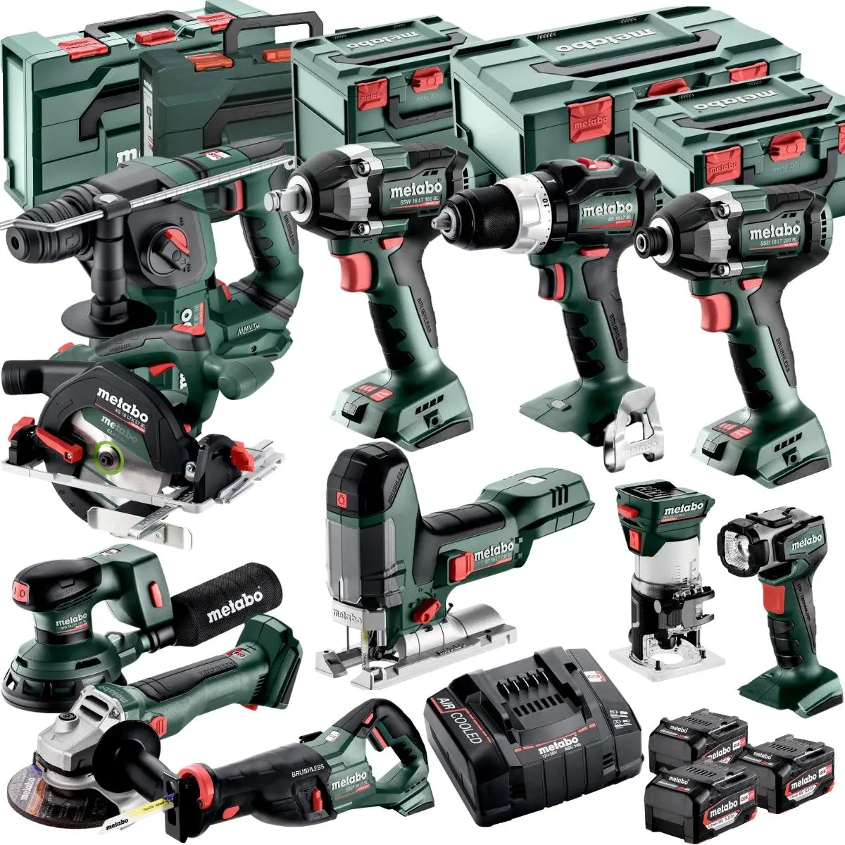 Metabo 18V 11 Piece Brushless Combo Kit With 3 X 5.2Ah Batteries & Charger T4tkit-17618 1