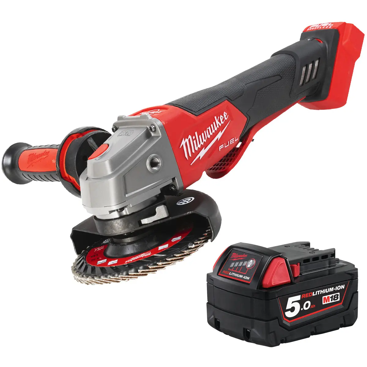 Milwaukee M18fsagv115xpdb-0 18V Fuel 115Mm Angle Grinder With 1 X 5.0Ah Battery 1