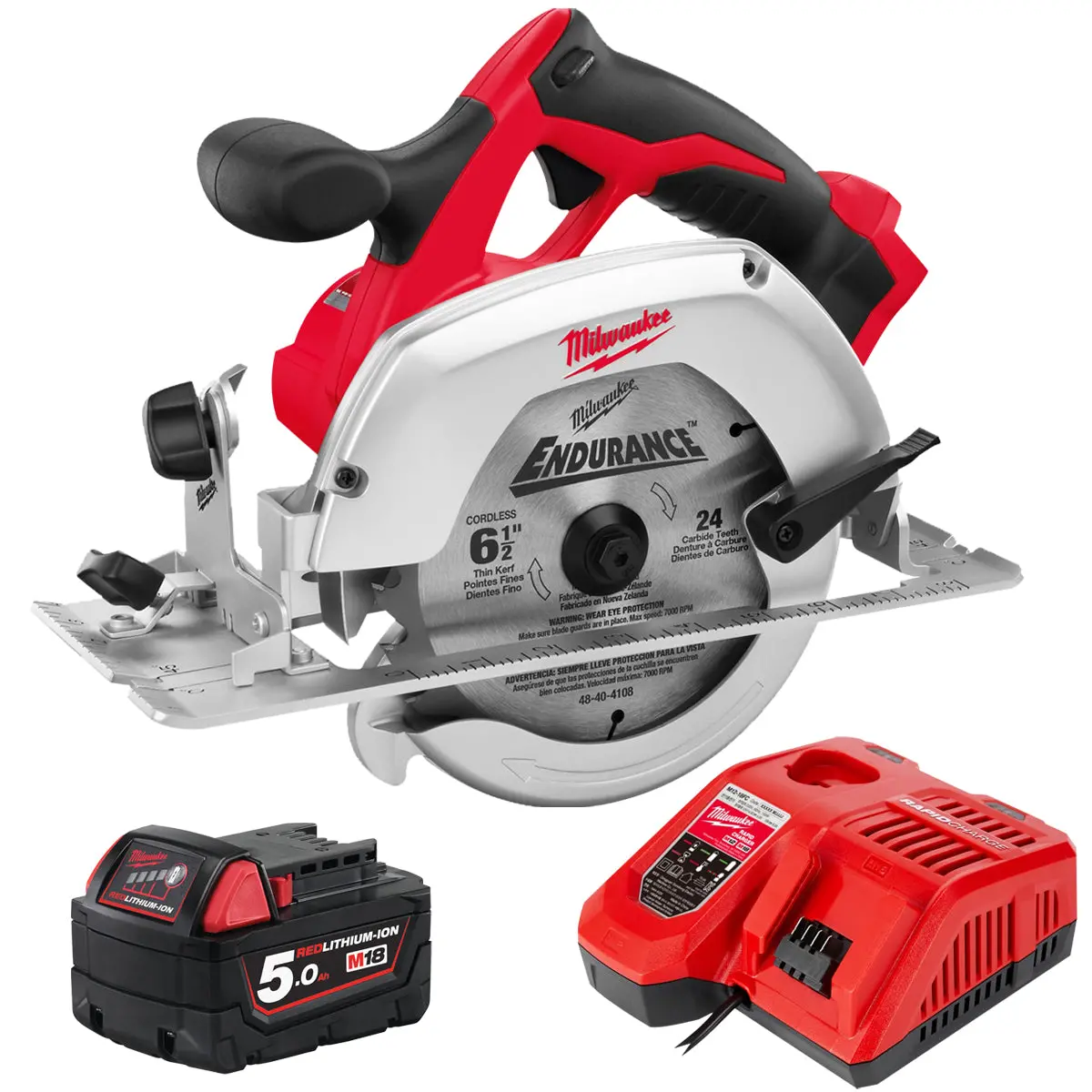 Milwaukee Hd18cs-0 18V 165Mm Circular Saw With 1 X 5.0Ah Battery & Charger 1