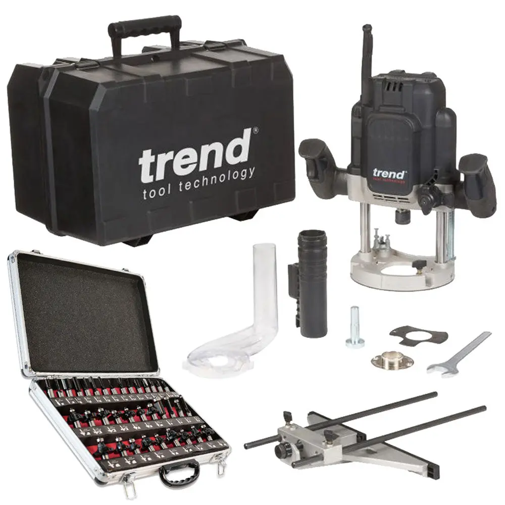 Trend T12ek 1/2" Plunge Router 240V With 35 Piece Set 1