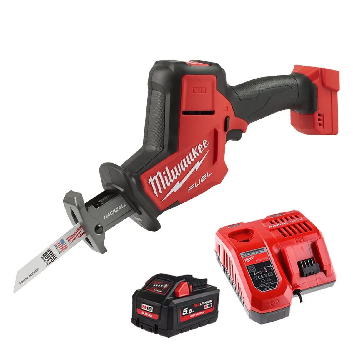 Milwaukee M18fhz-0 18V Fuel Brushless Hackzall Reciprocating Saw With 1 X 5.5Ah Battery & Charger 1