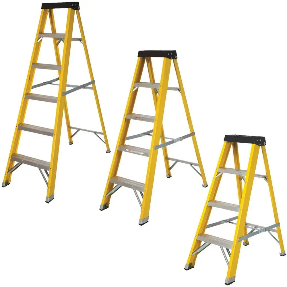 Excel Heavy Duty Fibreglass Step Ladder Industrial Ladder Electrician's Step Ladder Pack Of 3 1