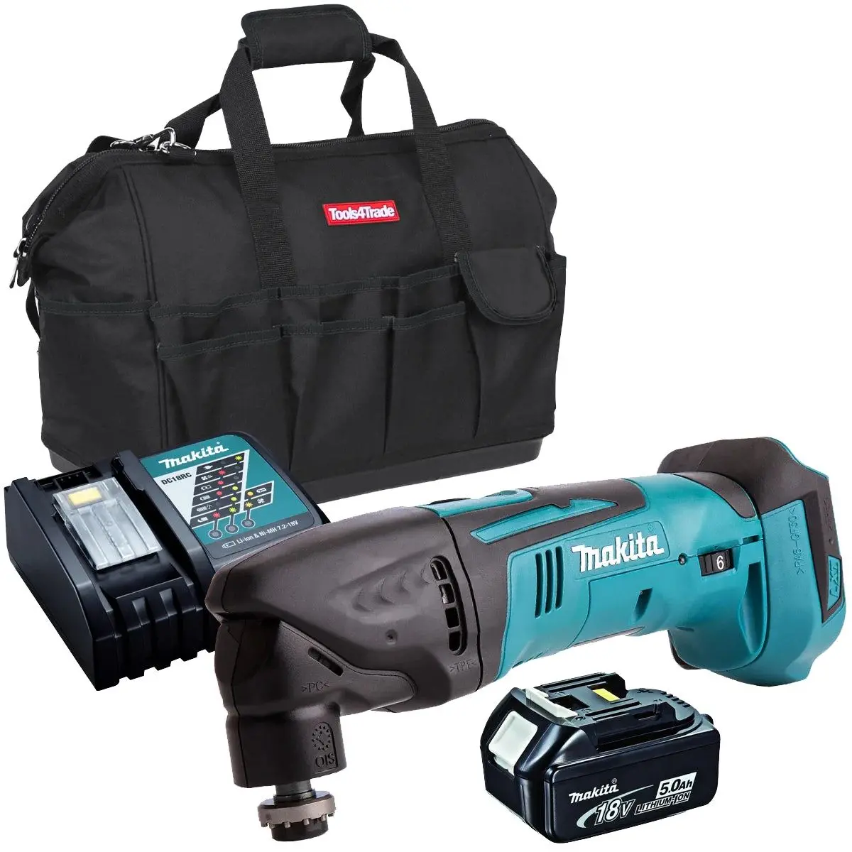 Makita Dtm50z 18V Oscillating Multi Tool Cutter With 1 X 5.0Ah Battery Charger & Bag 1