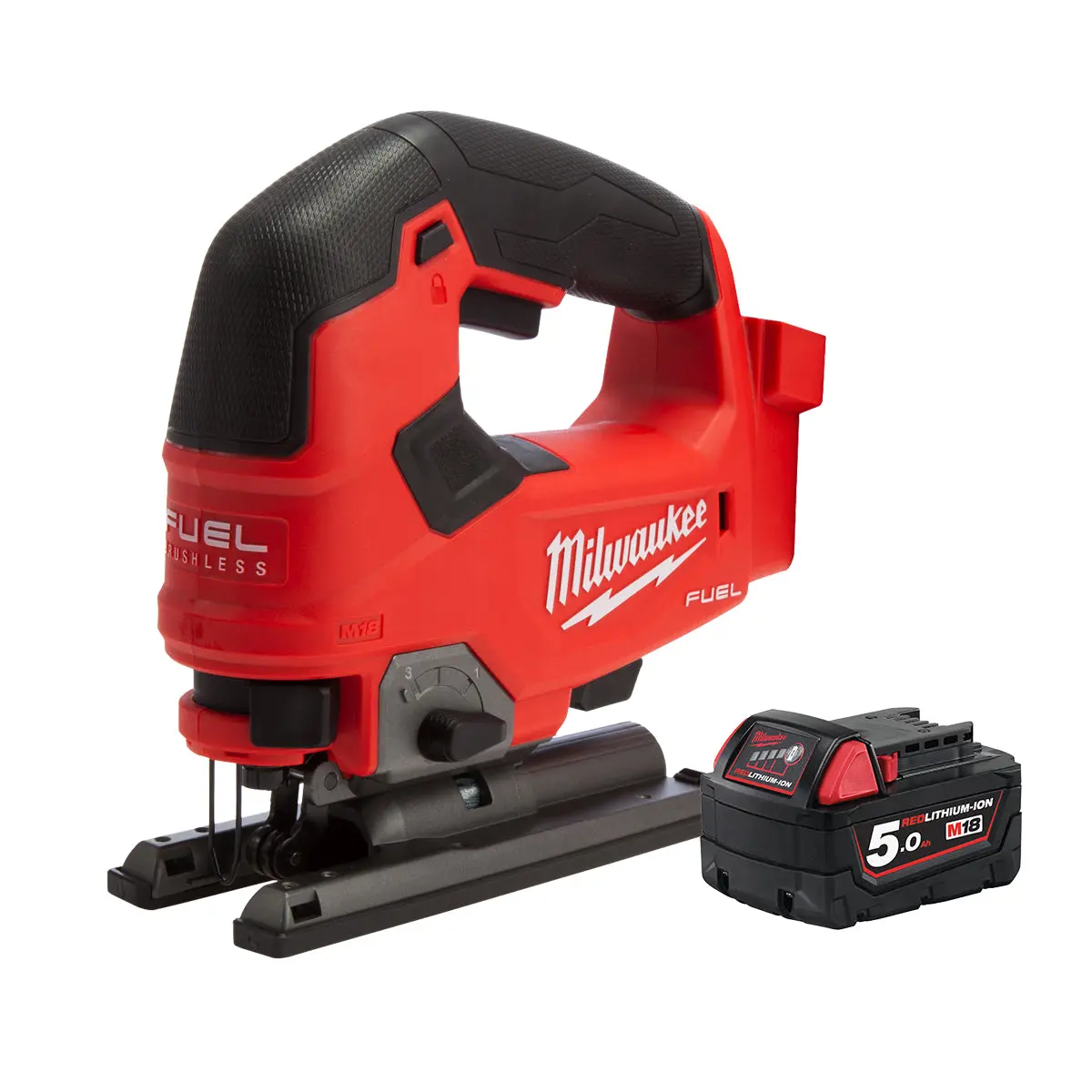 Milwaukee M18fjs-0 18V Brushless Fuel Top Handle Jigsaw With 1 X 5.0Ah Battery 1