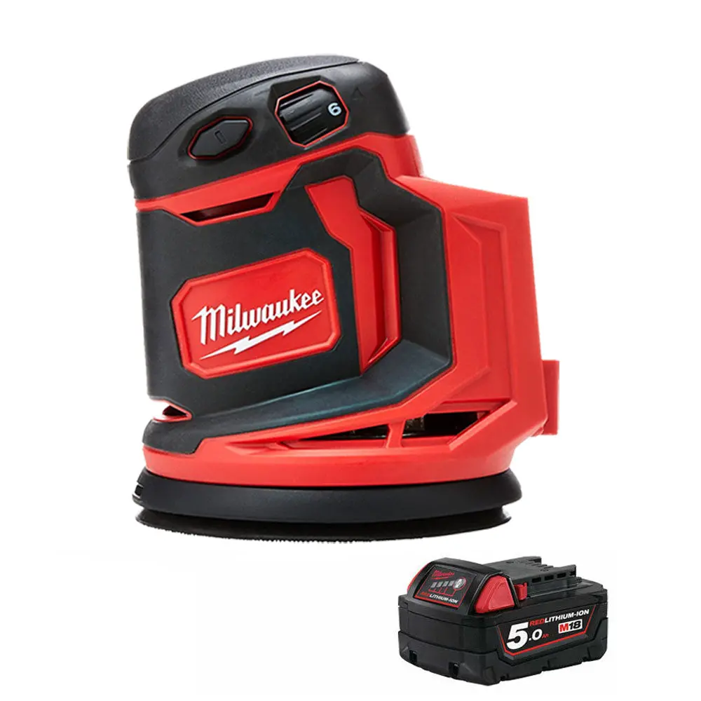 Milwaukee M18bos125-0 18V 125Mm Random Orbital Sander With 1 X 5.0Ah Battery 1