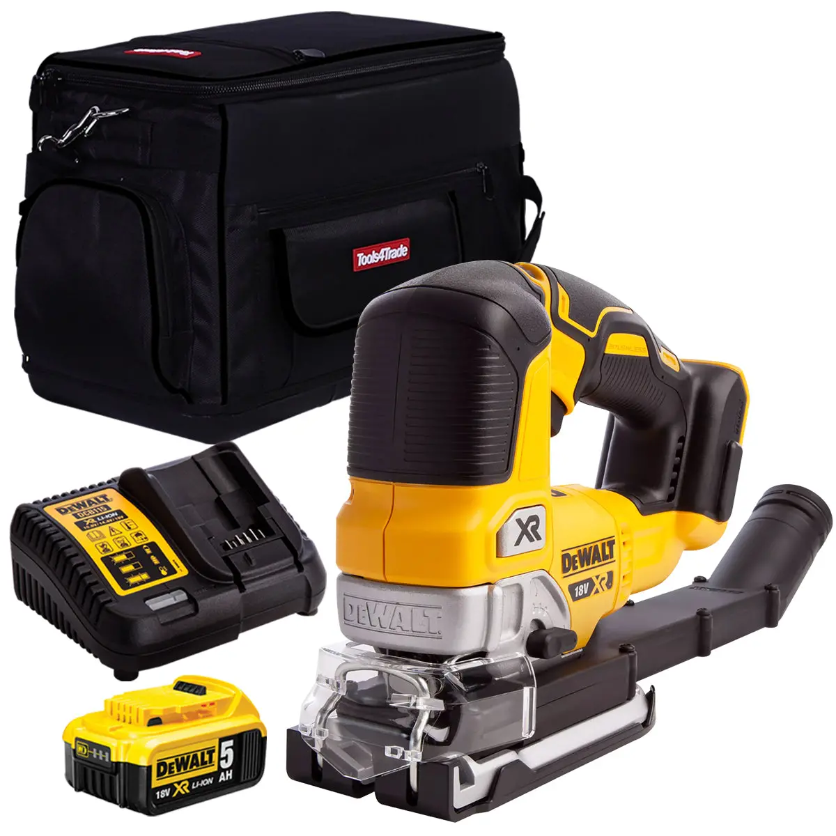 Dewalt Dcs334n-Xj 18V Brushless Top Handle Jigsaw With 1 X 5.0Ah Battery Charger & Bag 1