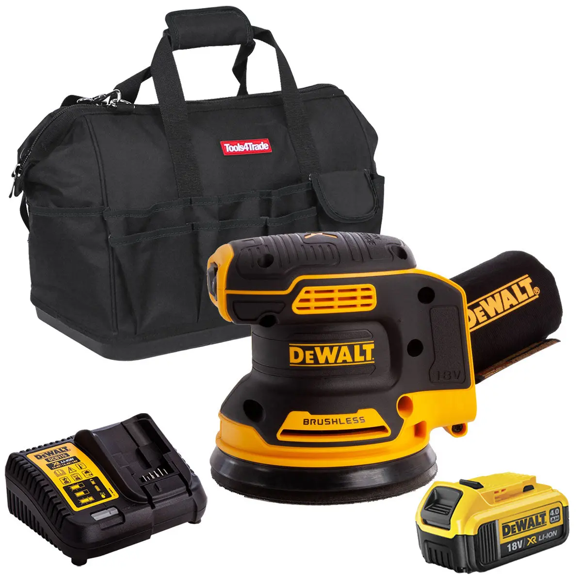 Dewalt Dcw210n 18V Brushless 125Mm Random Orbital Sander With 1 X 4.0Ah Battery Charger & Bag 1