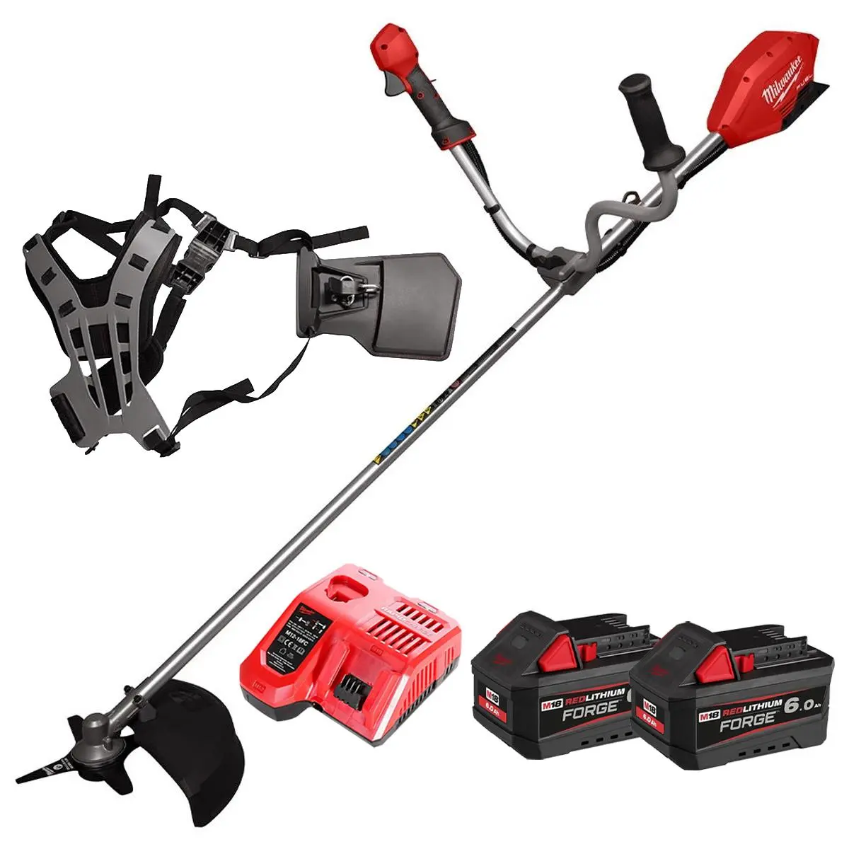 Milwaukee M18fbcu-0 M18 18V Brushless Brush Cutter With 2 X 6.0Ah Batteries Charger & Harness 1