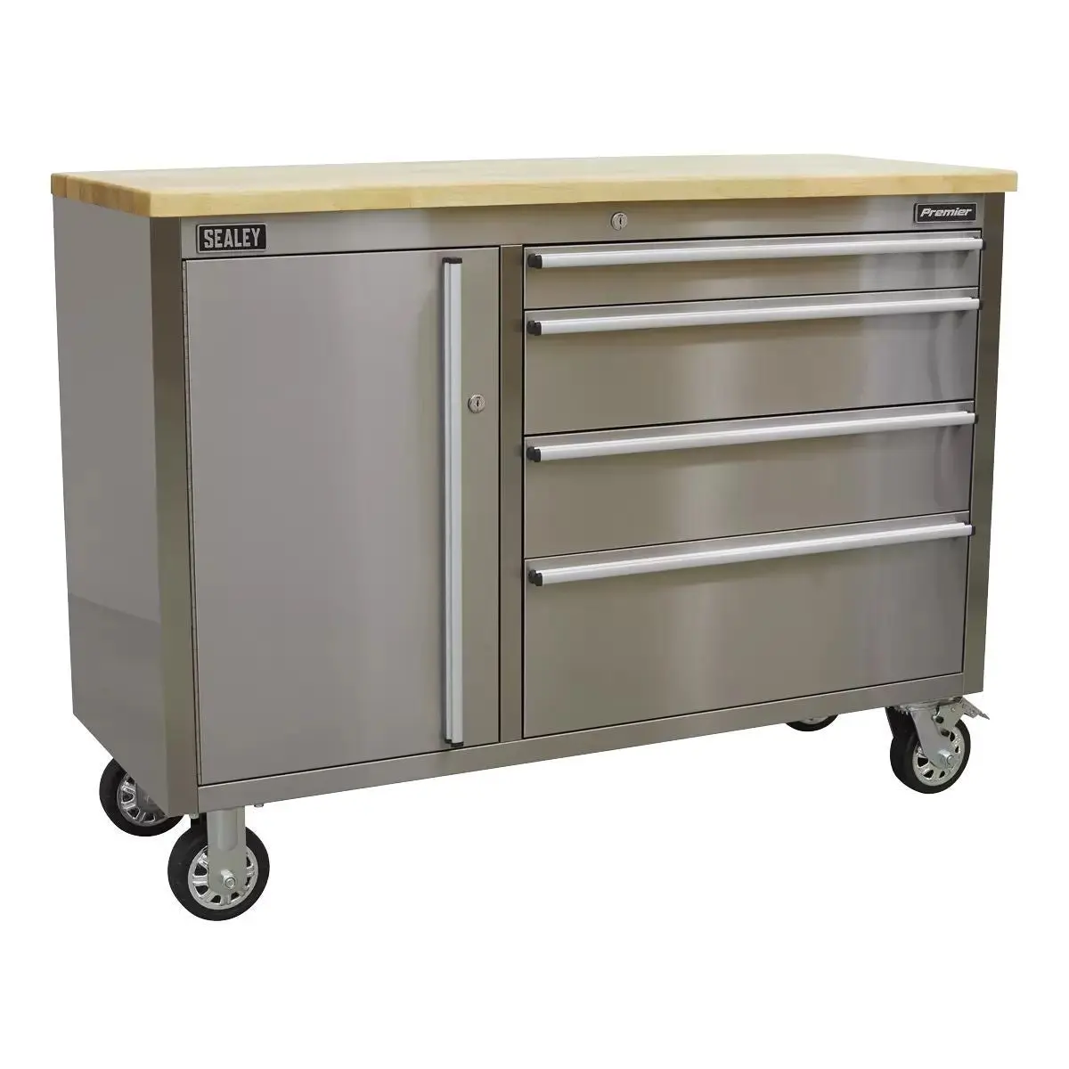 Sealey Ap4804ss Mobile Stainless Steel Tool Cabinet 4 Drawer 1
