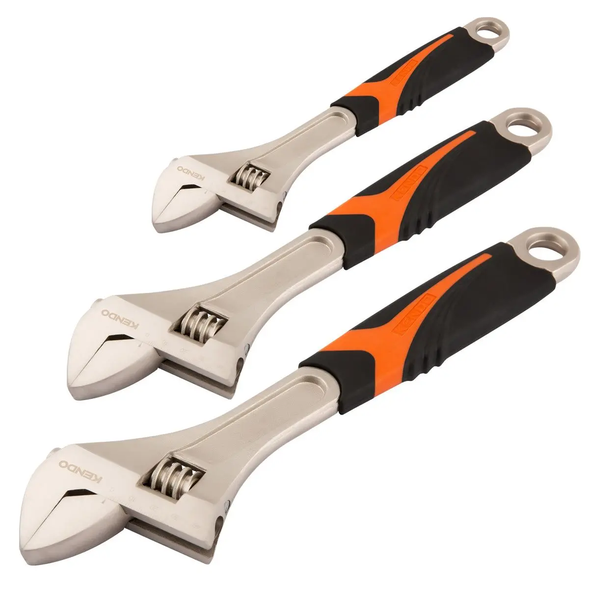 Kendo Extra-Wide Opening Adjustable Wrench Pack Of 3 1