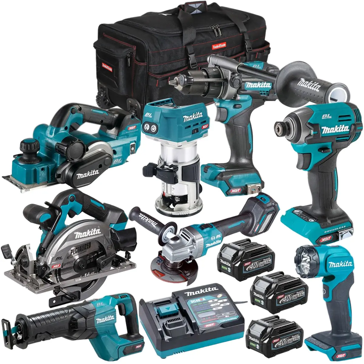 Makita 40Vmax Xgt 8 Piece Brushless Power Tool Kit With 3 X 2.5Ah Battery T4tkit-16047 1