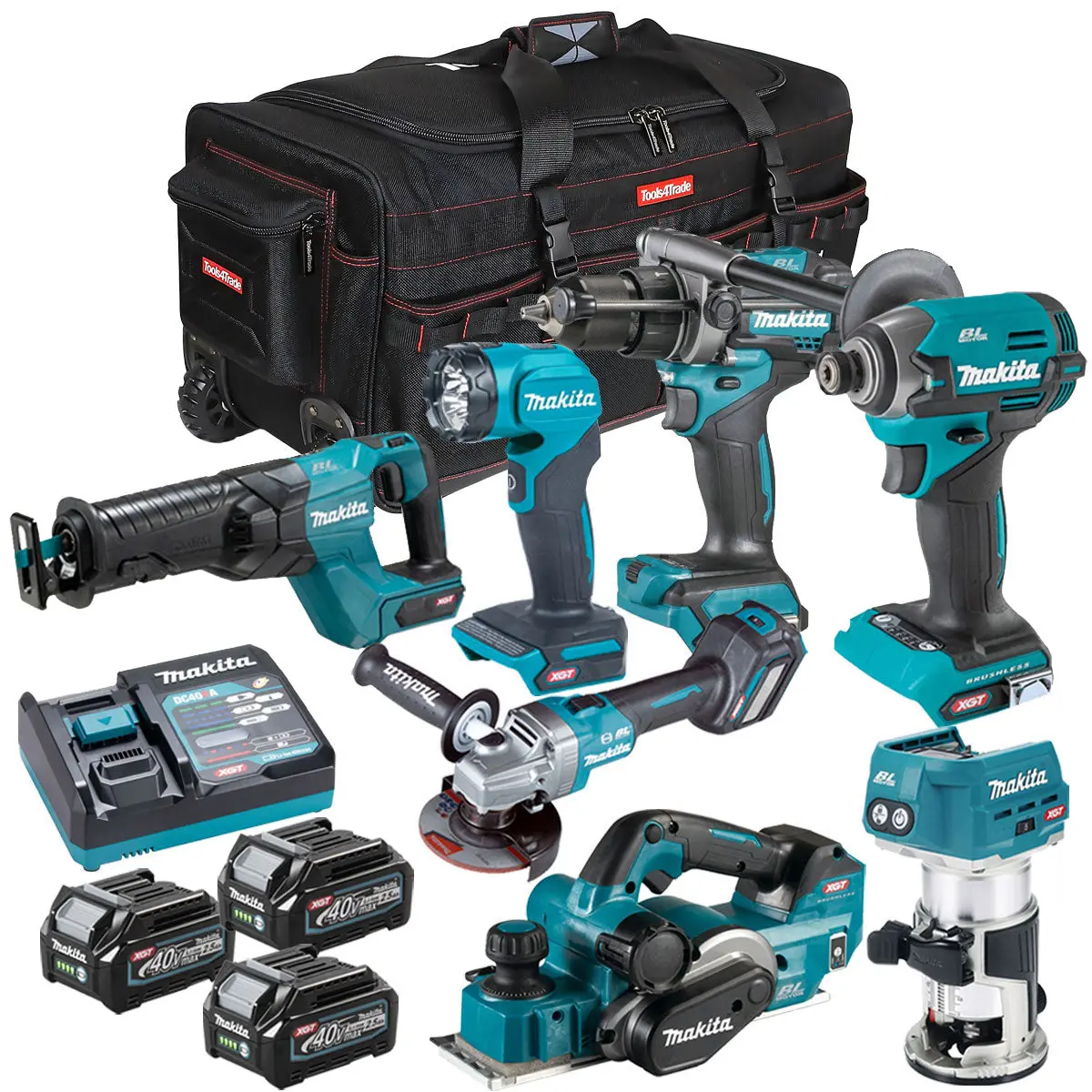 Makita 40V Xgt 7 Piece Brushless Power Tool Kit With 3 X 2.5Ah Battery T4tkit-16049 1