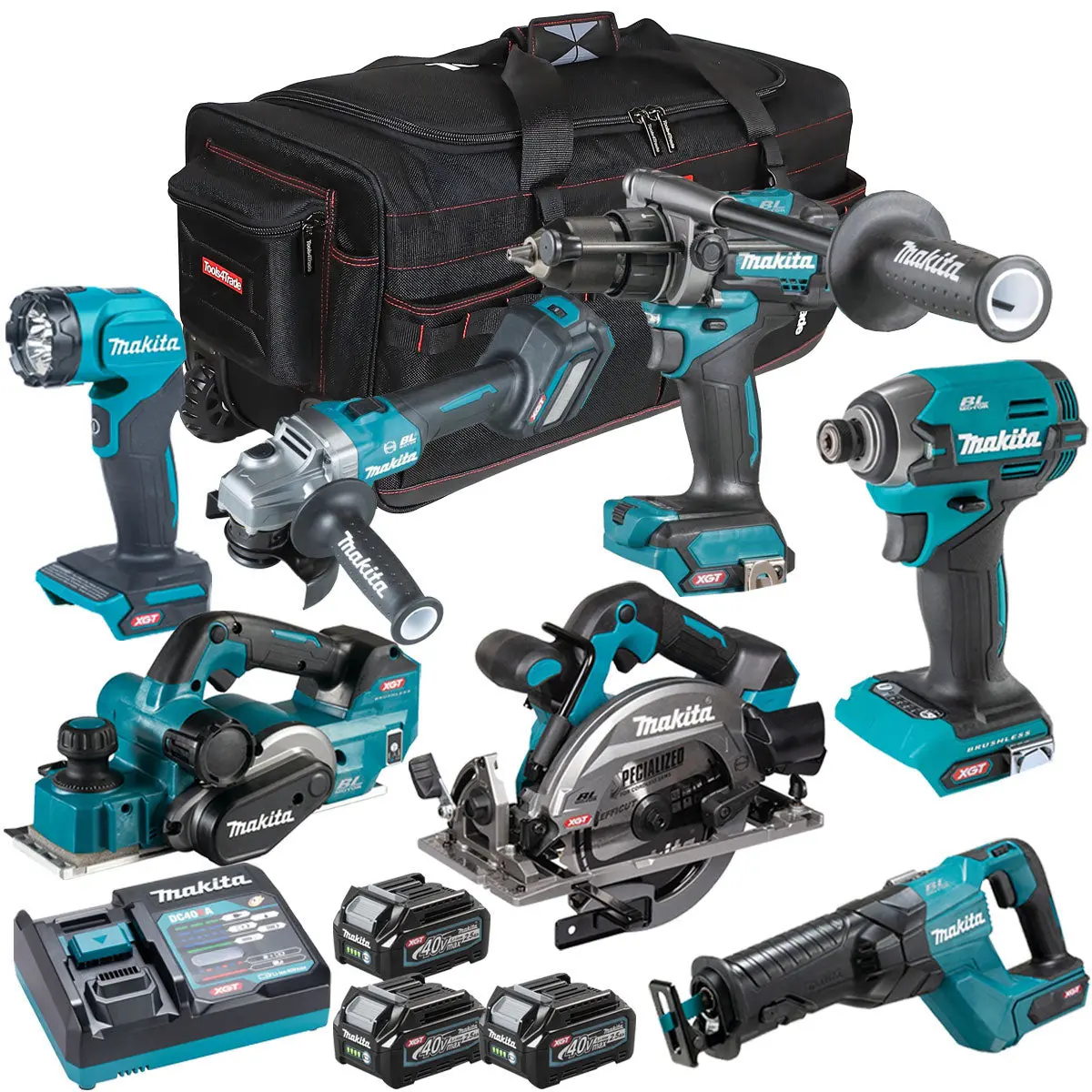 Makita 40V Xgt 7 Piece Brushless Power Tool Kit With 3 X 2.5Ah Battery T4tkit-16050 1