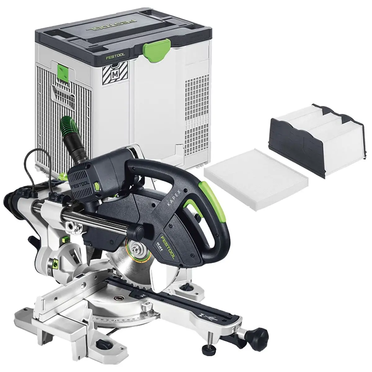 Festool Ks 60 E 110V Gb 216Mm Sliding Compound Mitre Saw - 561685 With Sys-Air M Air Purifier 577786 1
