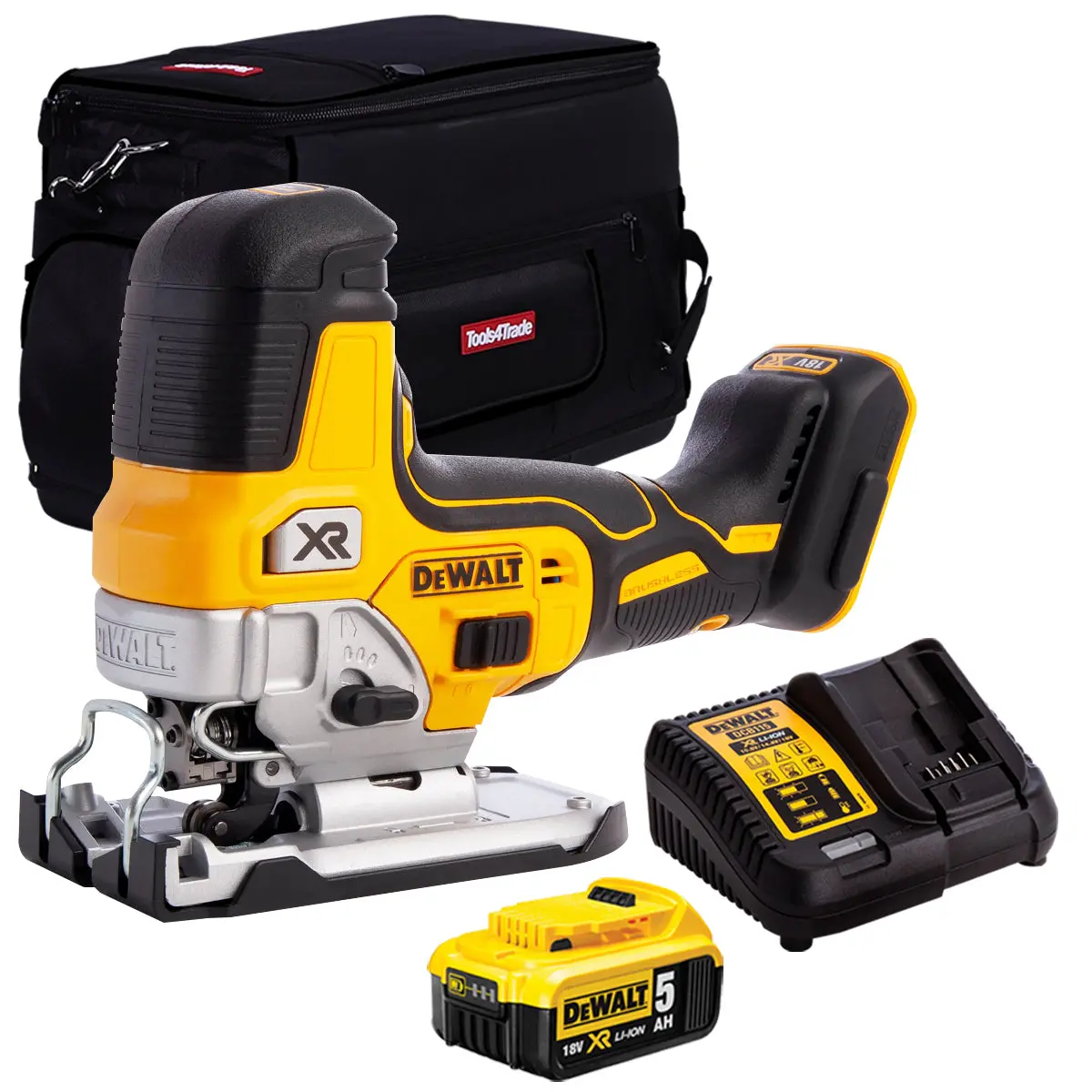 Dewalt Dcs335n 18V Brushless Grip Jigsaw With 1 X 5.0Ah Battery Charger & 20" Bag 1